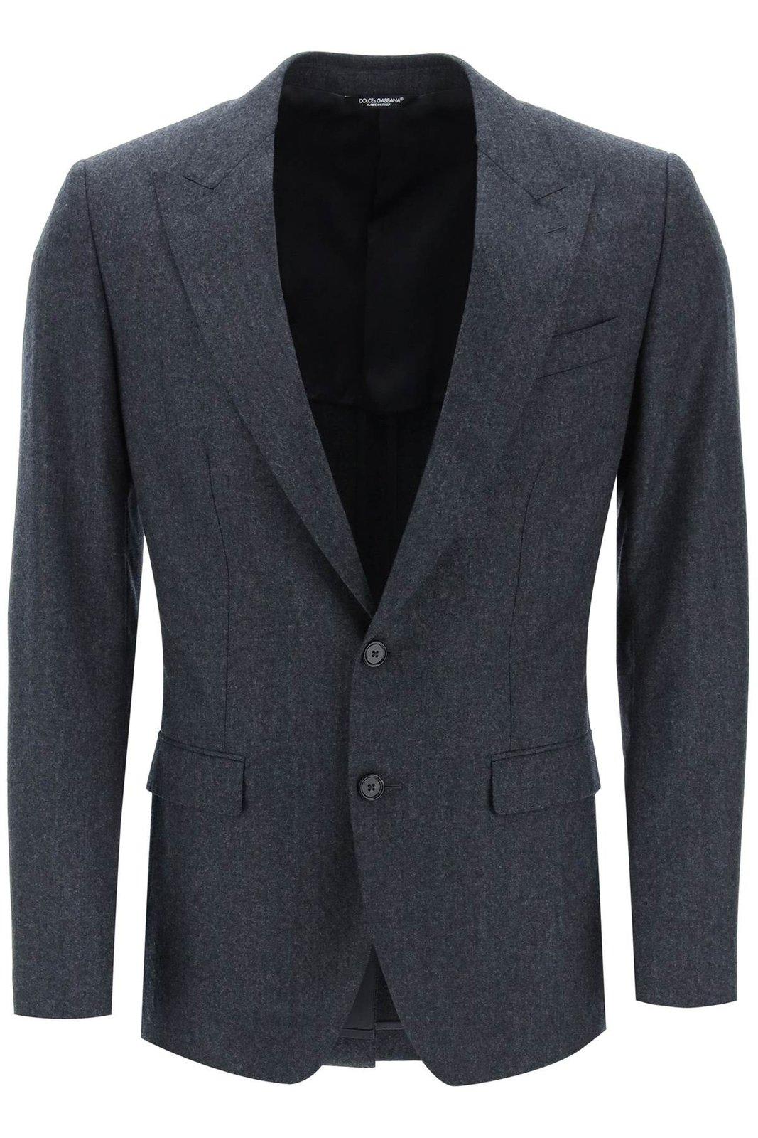 Shop Dolce & Gabbana Single-breasted Taormina-fit Jacket In Melange Grigi (grey)