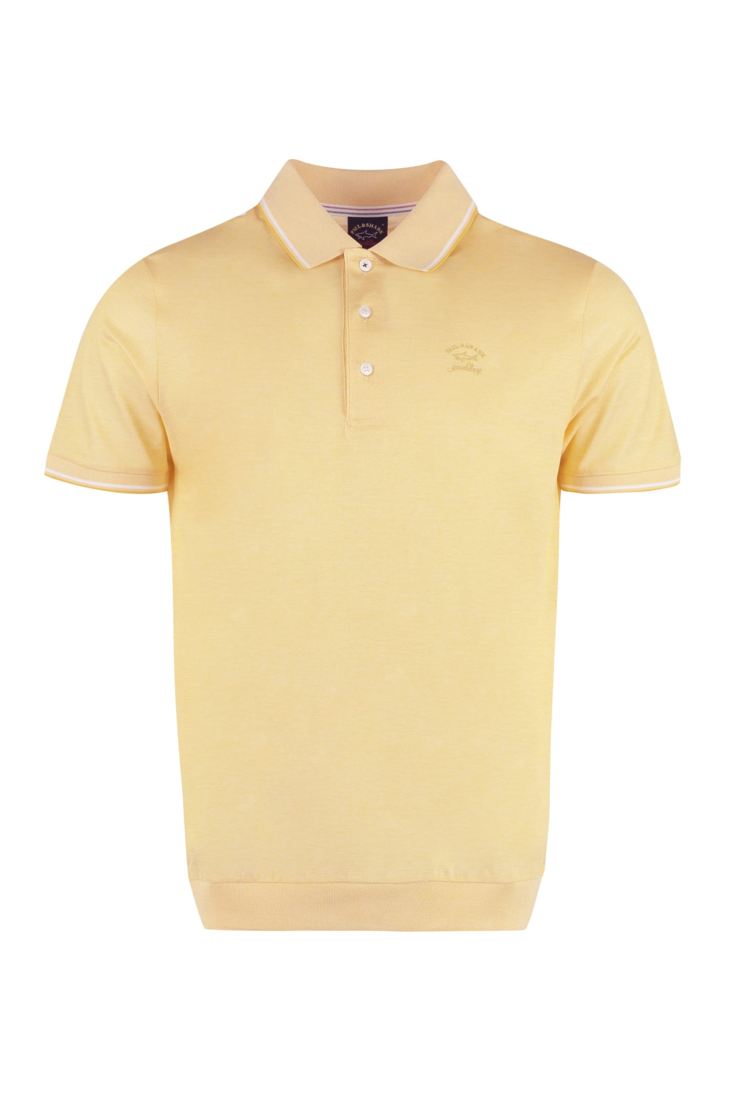 Shop Paul&amp;shark Short Sleeve Cotton Polo Shirt In Yellow
