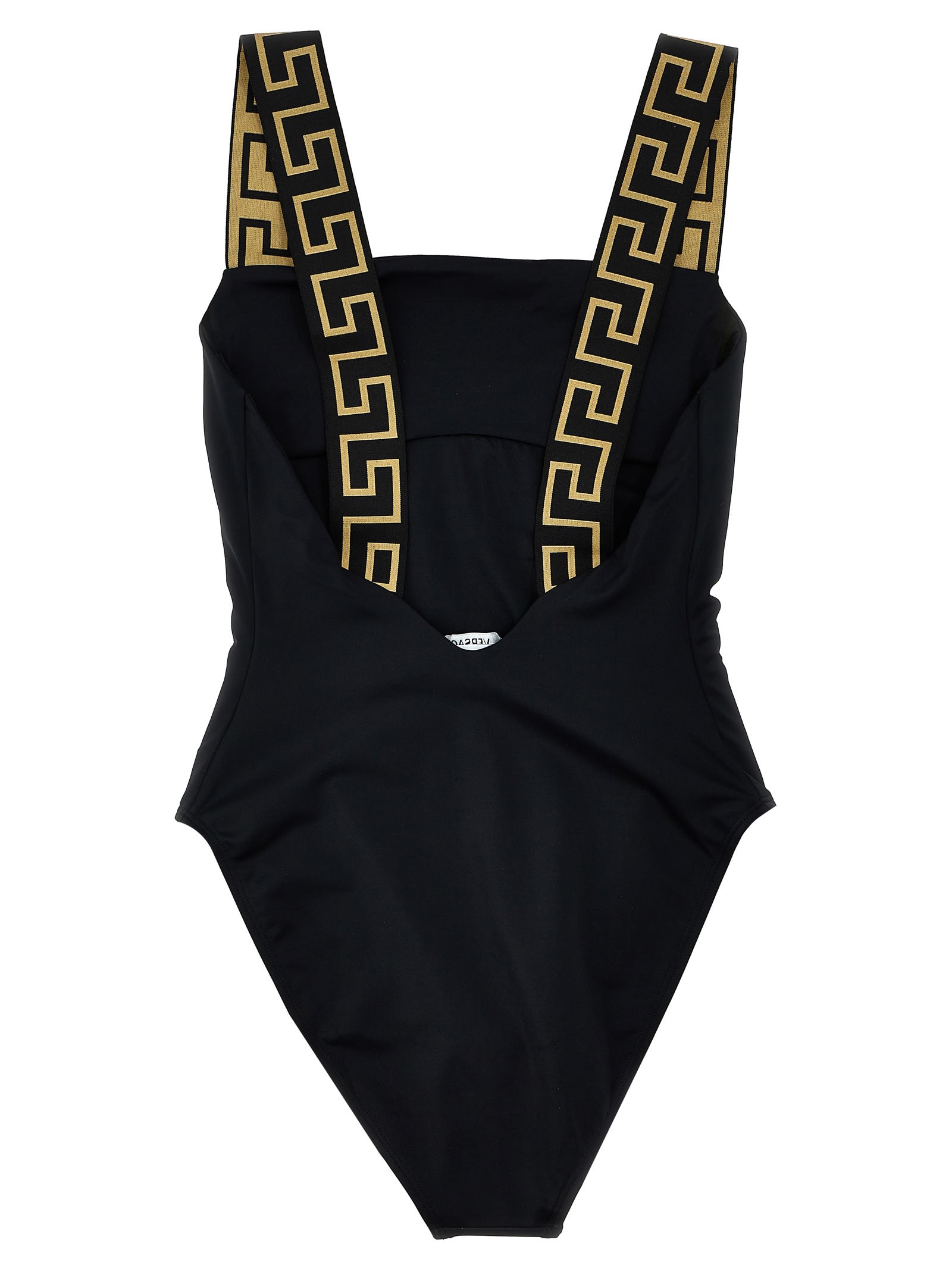 Shop Versace Greca One-piece Swimsuit In Black