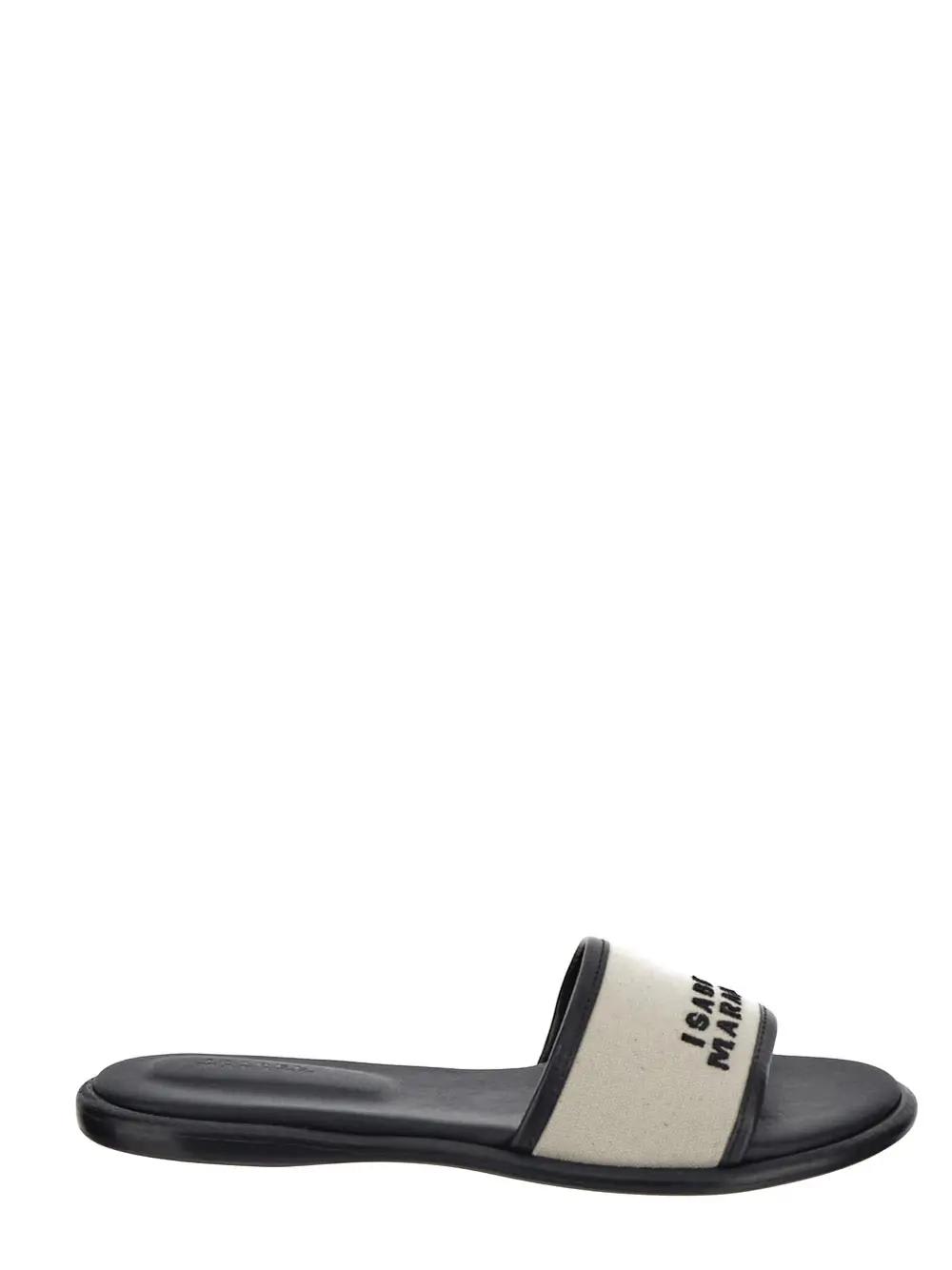 Isabel Marant Vikee Slides In Ecru/black