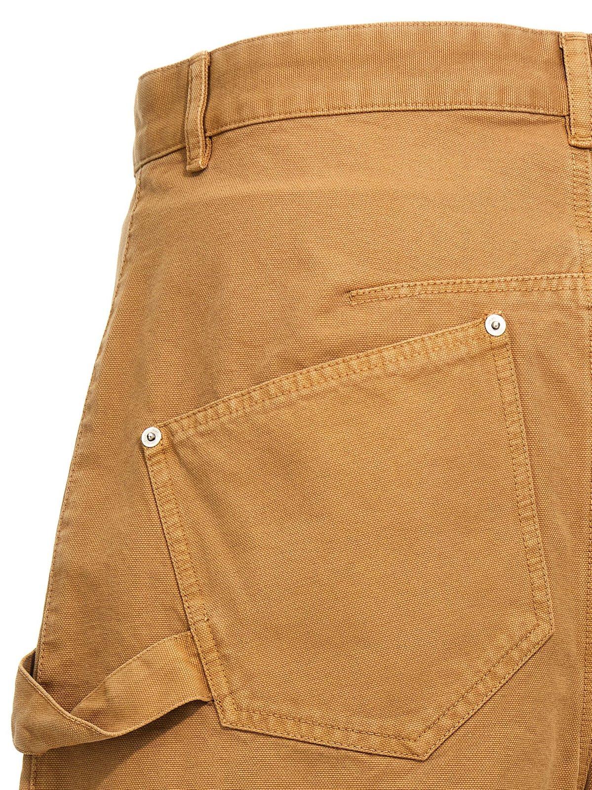 Shop Jw Anderson Asymmetric-waist Fringed-edge Bermuda Shorts In Beige