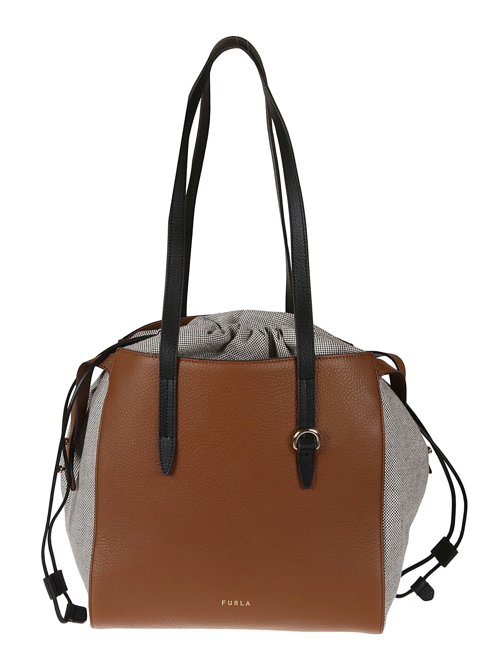 furla grained leather drawstring tote
