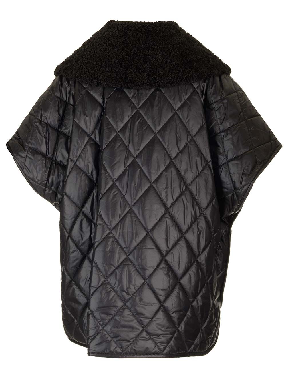 Shop Moncler Quilted Cape In Black