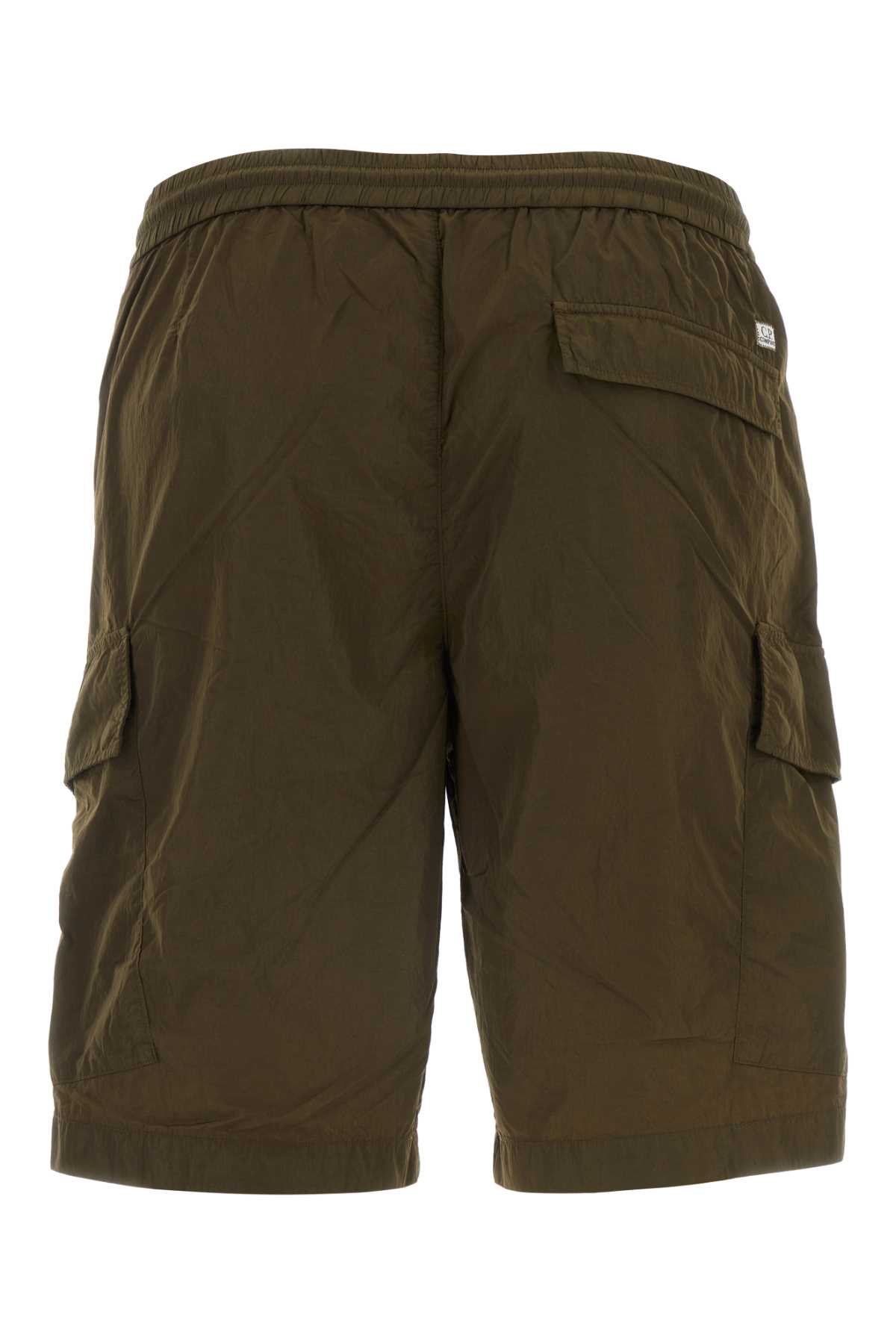 Shop C.p. Company Army Green Nylon Bermuda Shorts In Ivygreen