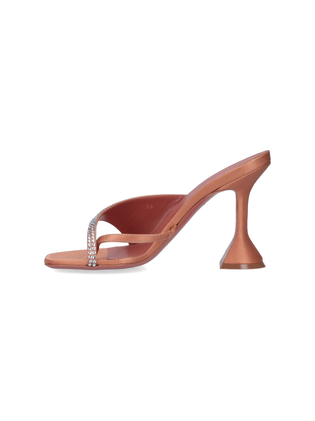 Amina Muaddi Woman Thong Sandal Apricot Size 7.5 Textile Fibers In Metallic