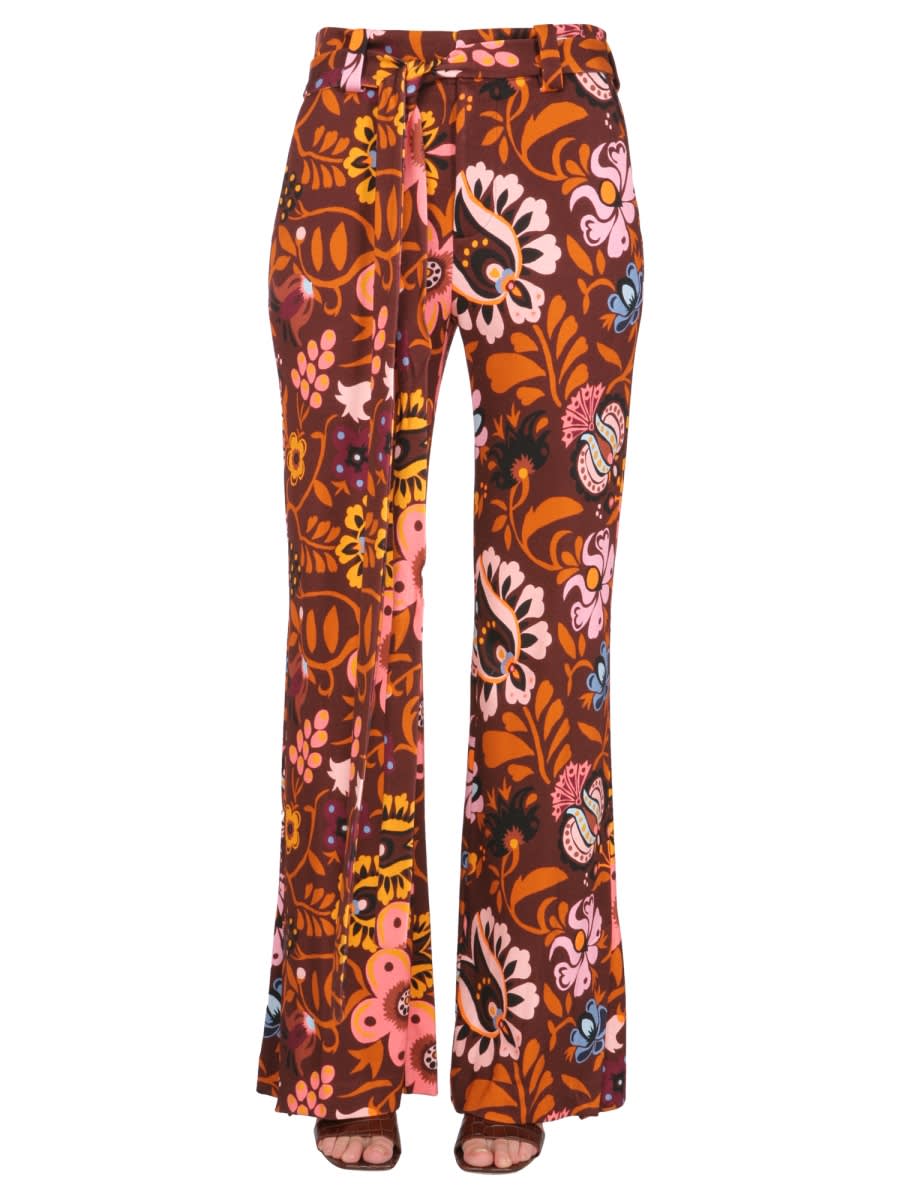 Shop La Doublej Pants With Selva Print In Multicolour