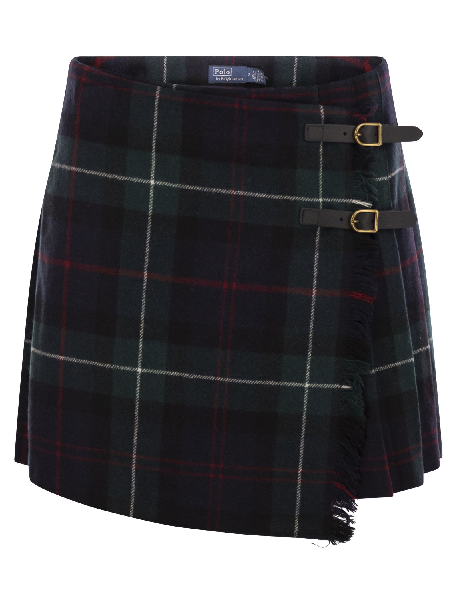 Polo Ralph Lauren Plaid Wrap Skirt With Pleats