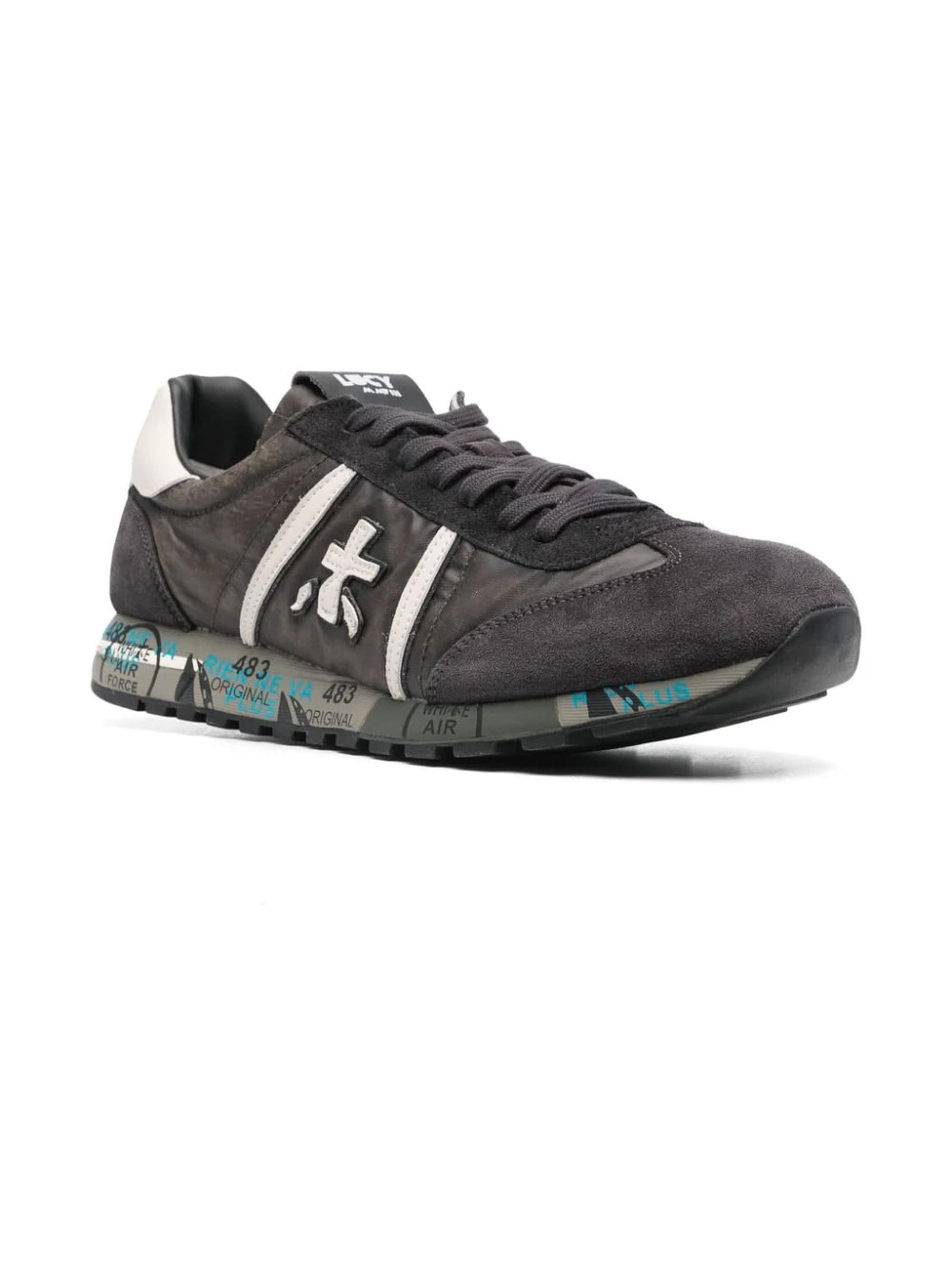 Shop Premiata Grey Suede Lucy Sneakers