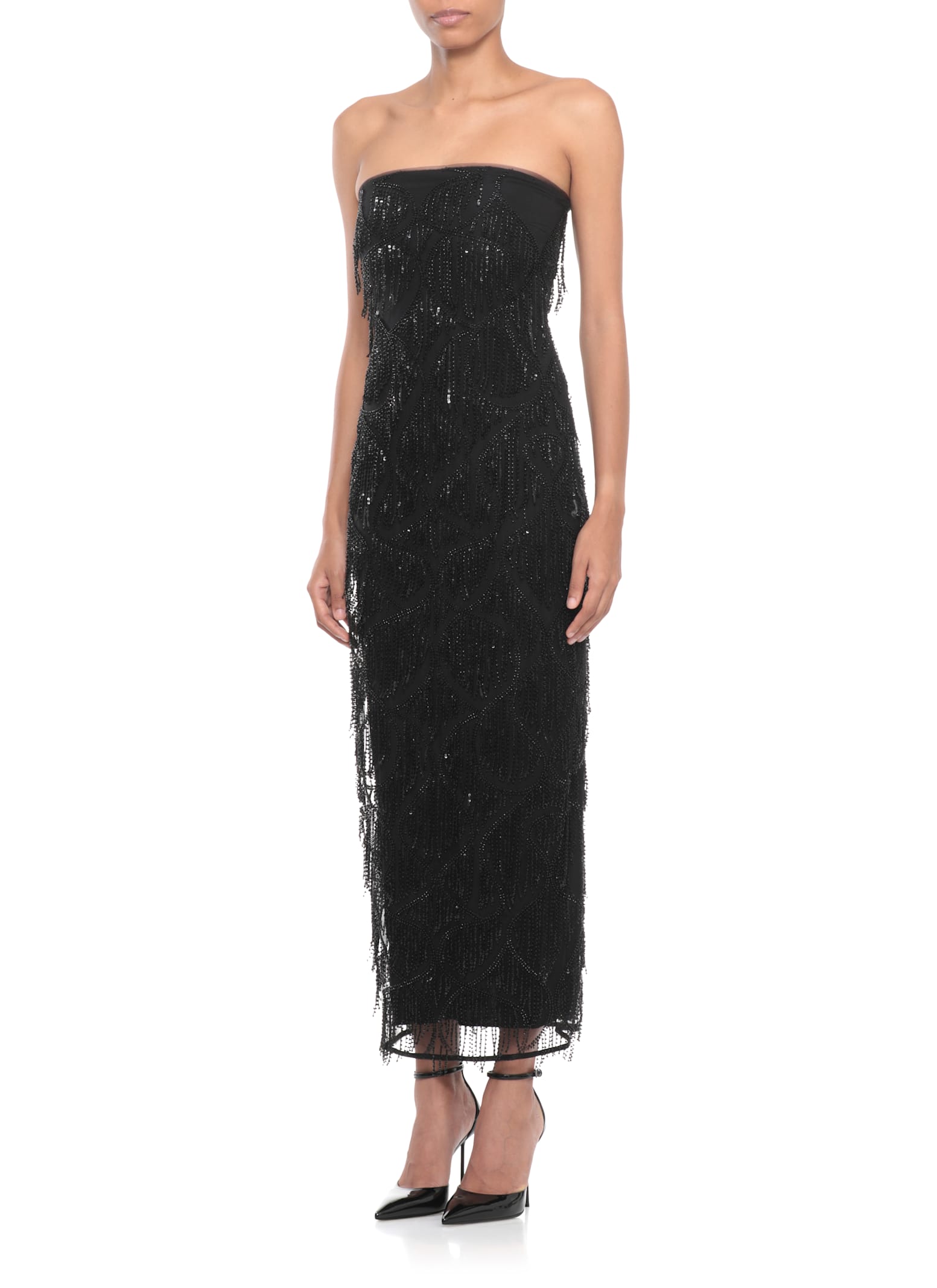 Rotate Birger Christensen Rotate Birgerchristensen Sequins Midi Tube Dress In Black