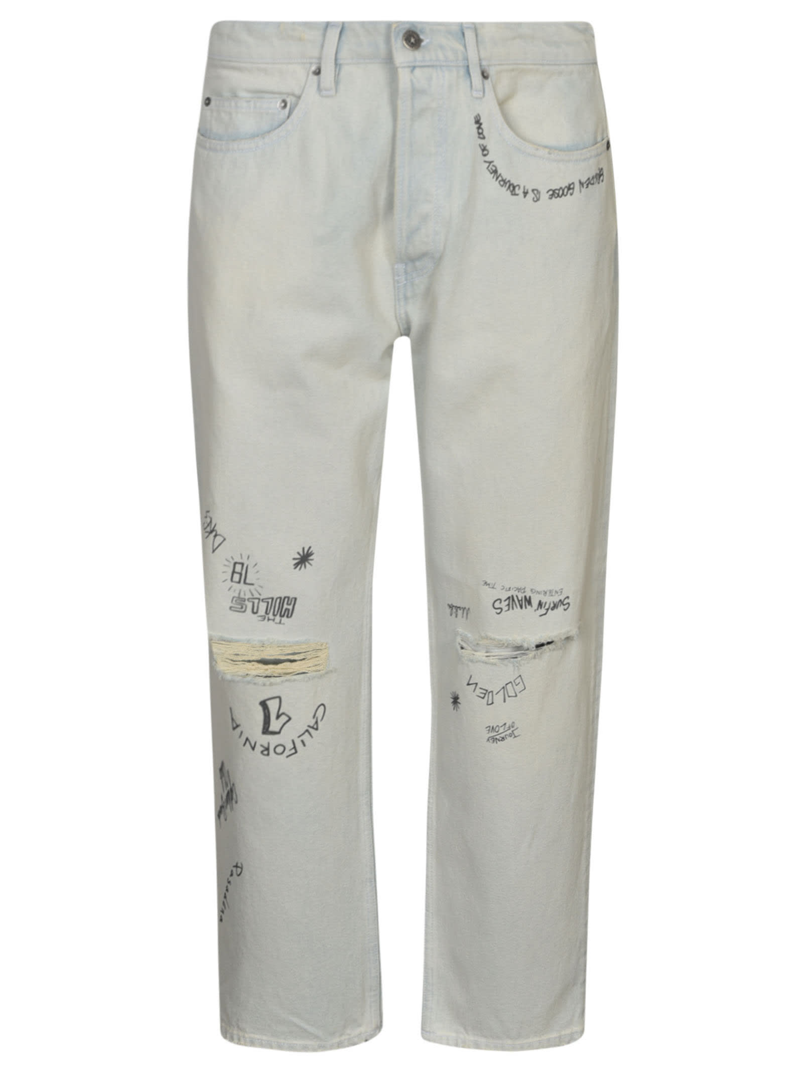 Shop Golden Goose Destroyed Effect Straight Leg 5 Pockets Jeans In Blue