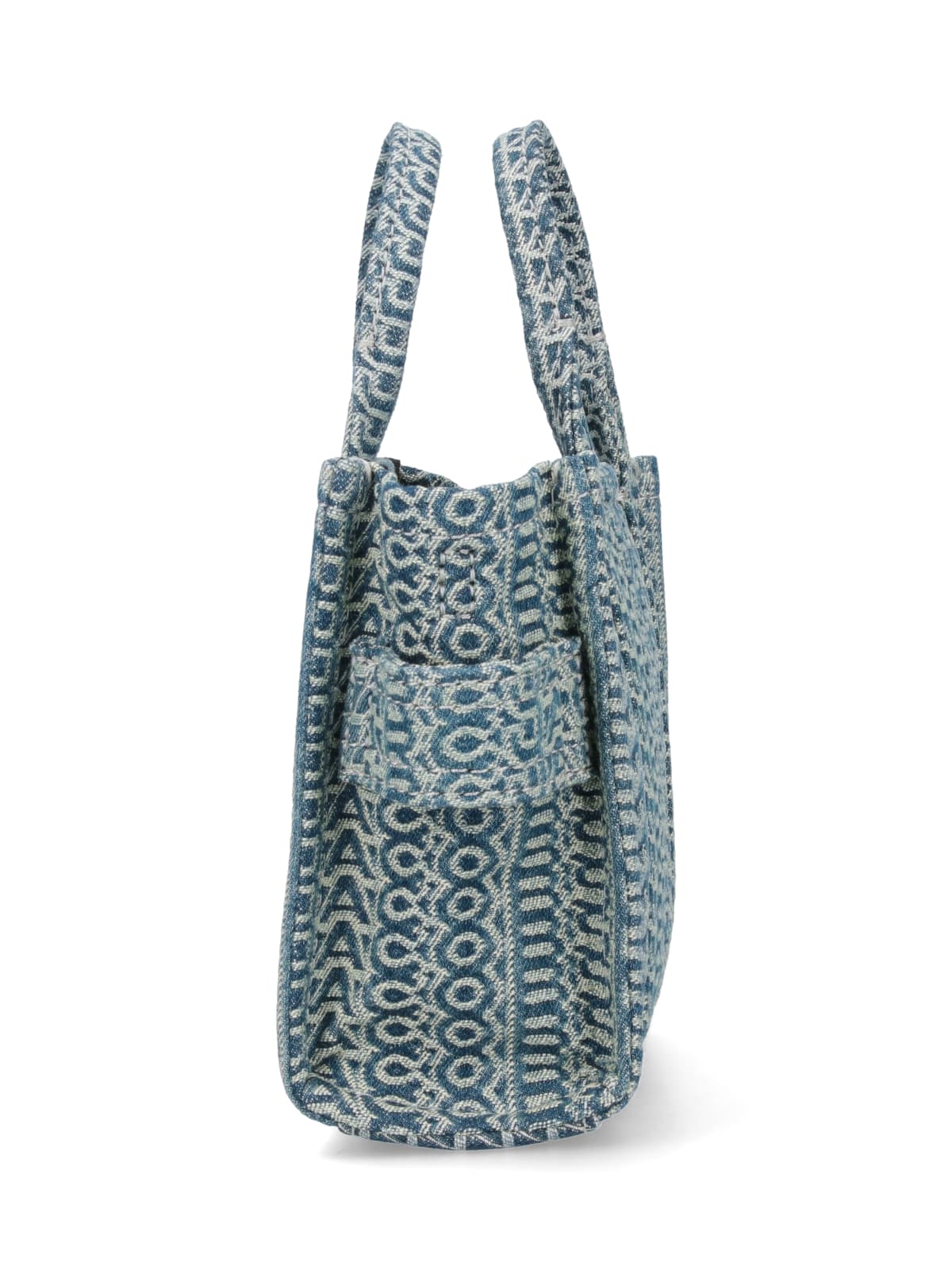 Marc Jacobs The Washed Monogram Denim Small Tote Bag In Light Blue