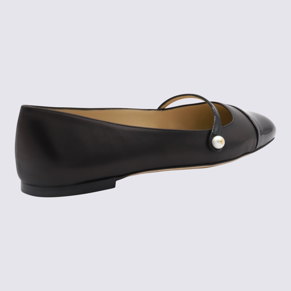 Shop Jimmy Choo Black Leather Elisa Flat