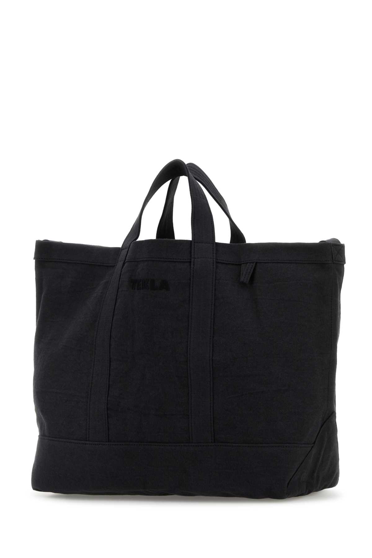 Tekla Slate Canvas Shopping Bag In Black