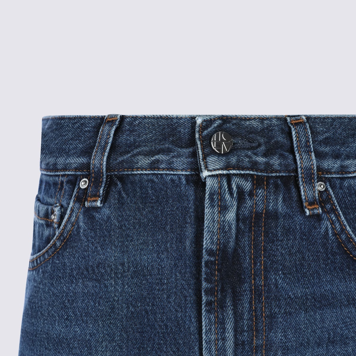 Totême High Waist Loose Leg Denim Trousers In Blue