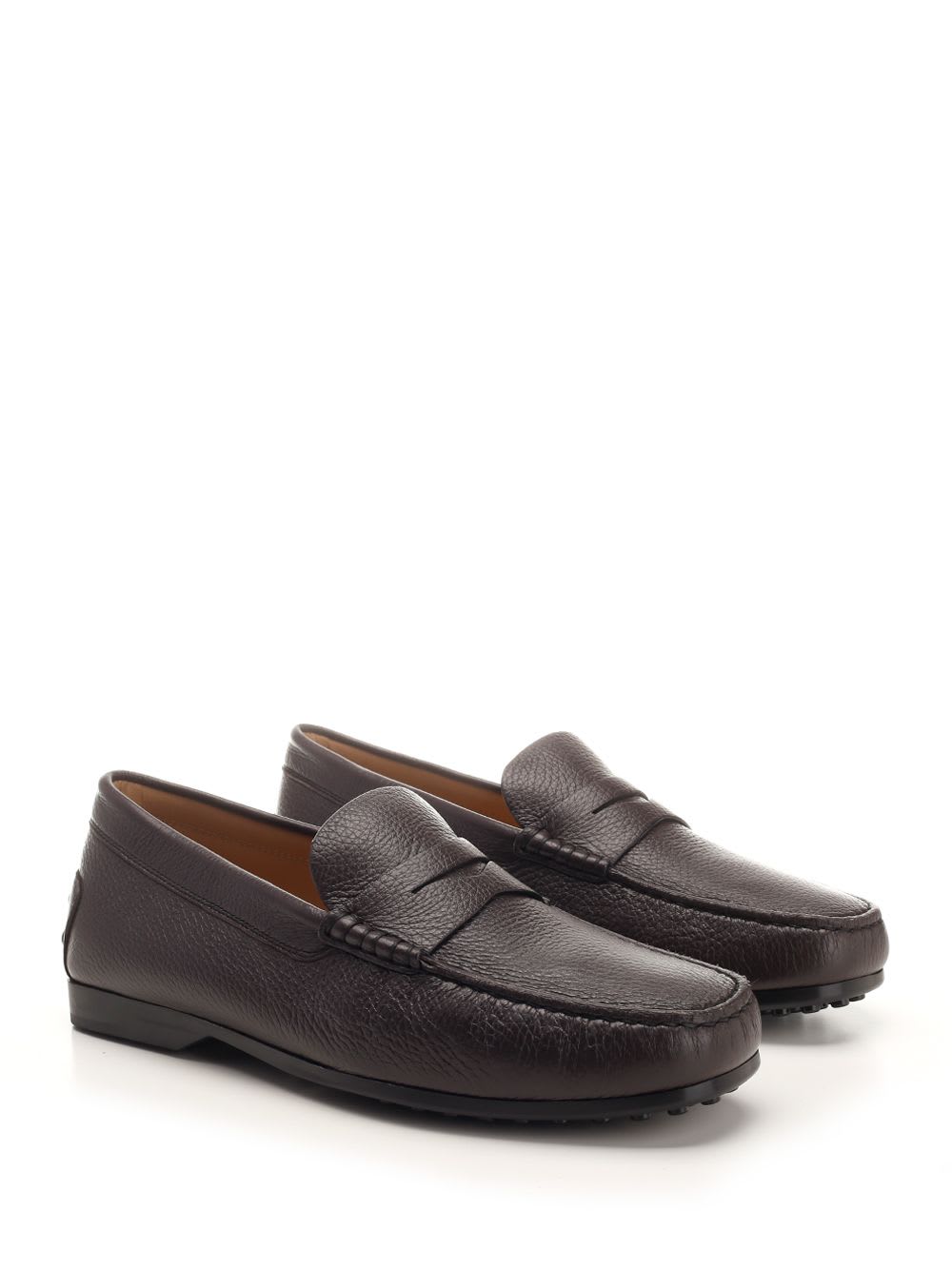 Shop Tod's Dark Brown Deerskin Loafer