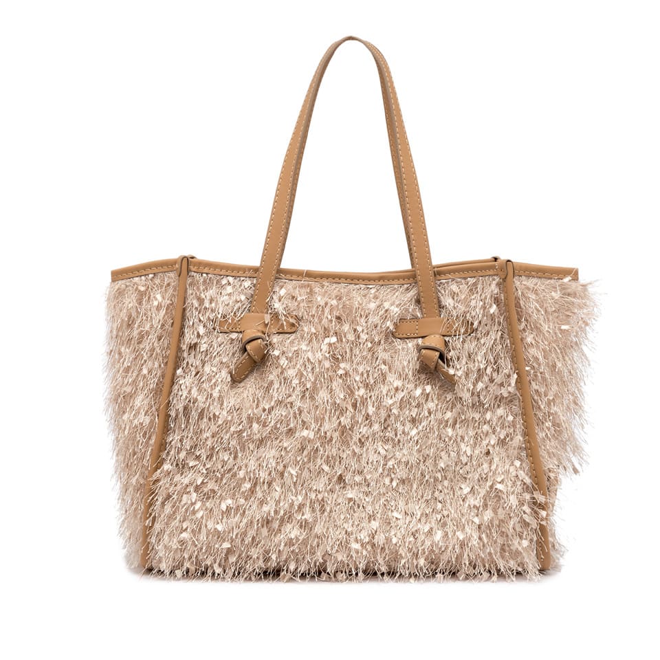Gianni Chiarini Textured Pink Shopper Bag With Fluffy Exterior In Cipria