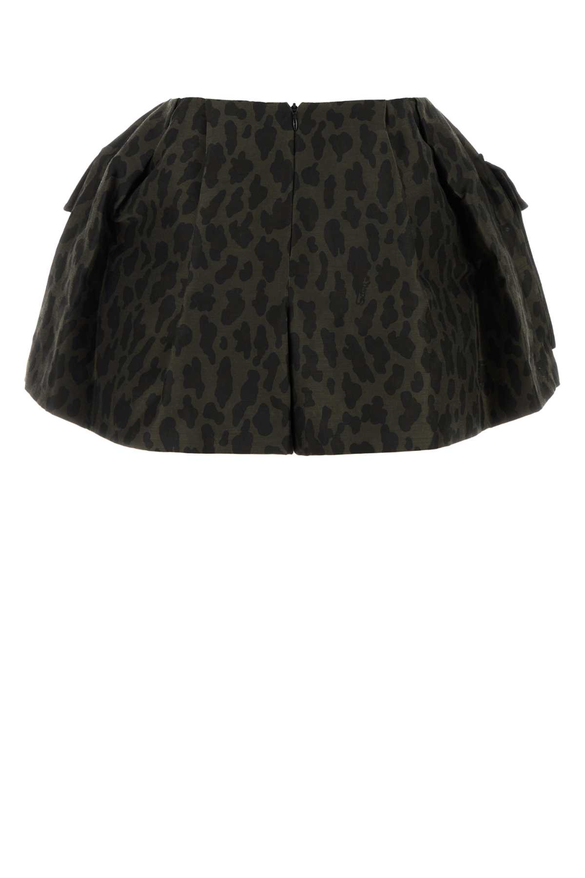 Sacai Printed Polyester Shorts In Brown