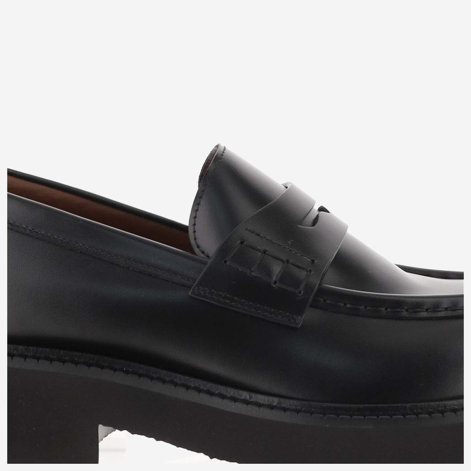 Shop Valentino Leather Loafers In Black