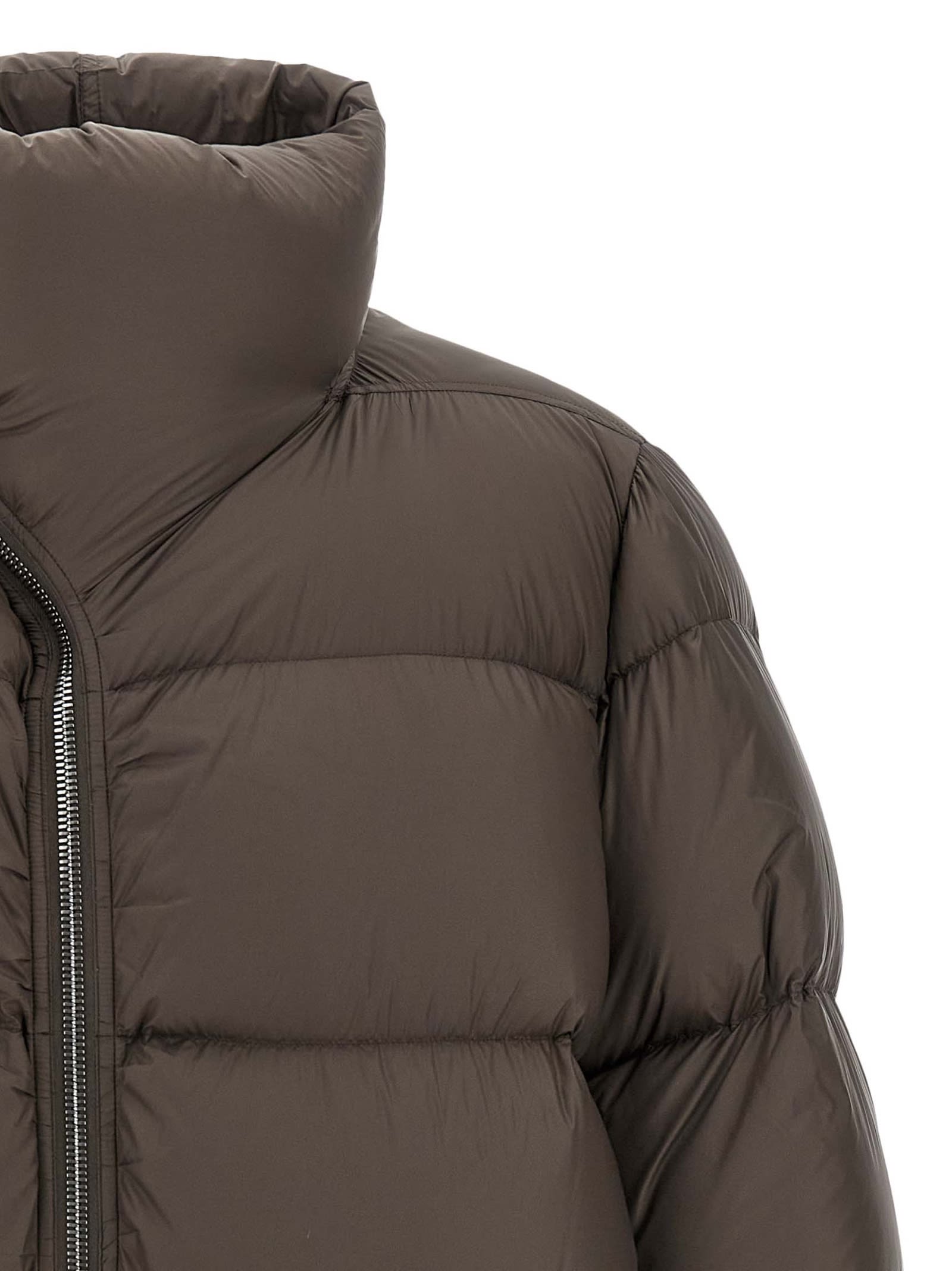 Rick Owens Turtle Zip-front Padded Coat In Brown