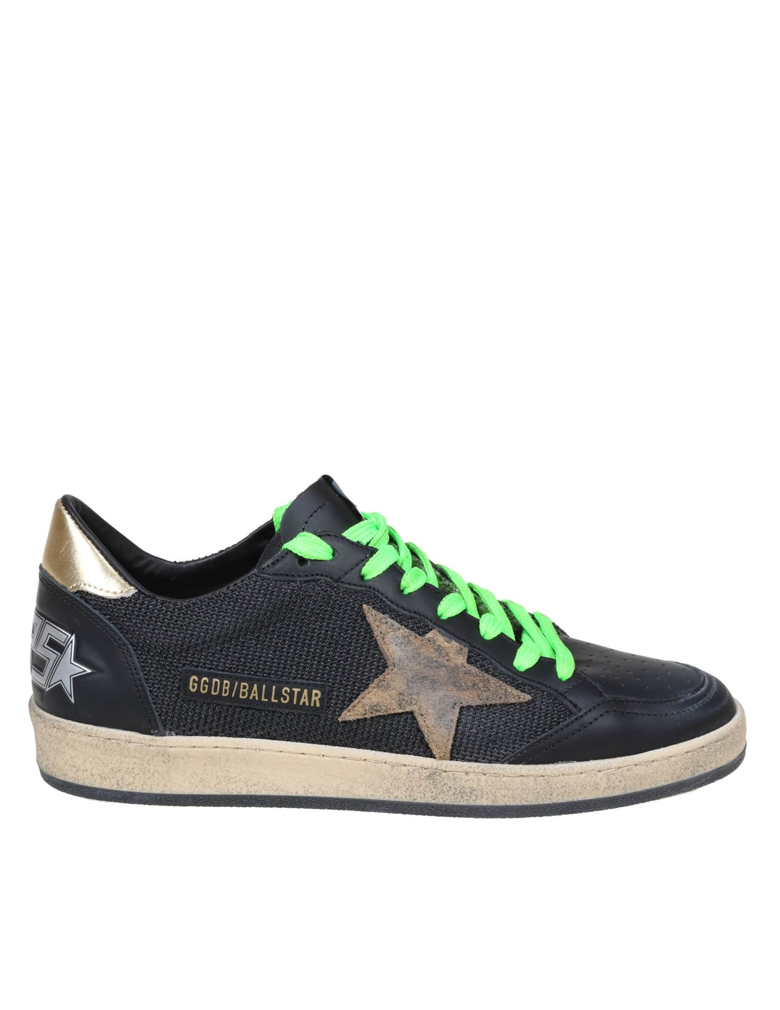 Golden Goose Ball Star Sneakers In Black Leather And Fabric