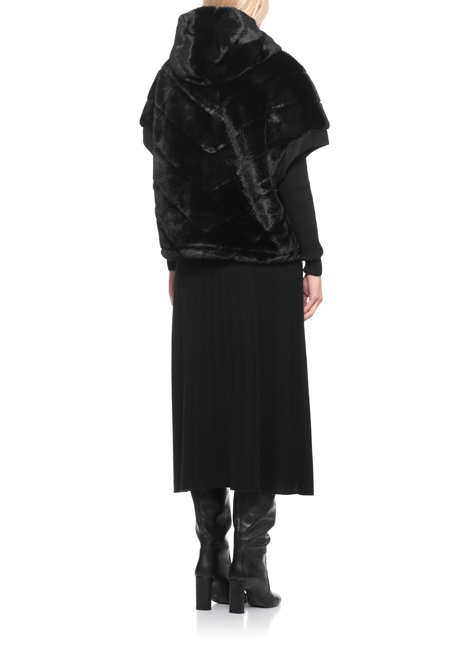 Betta Corradi Synthetic Fur Jacket In Black