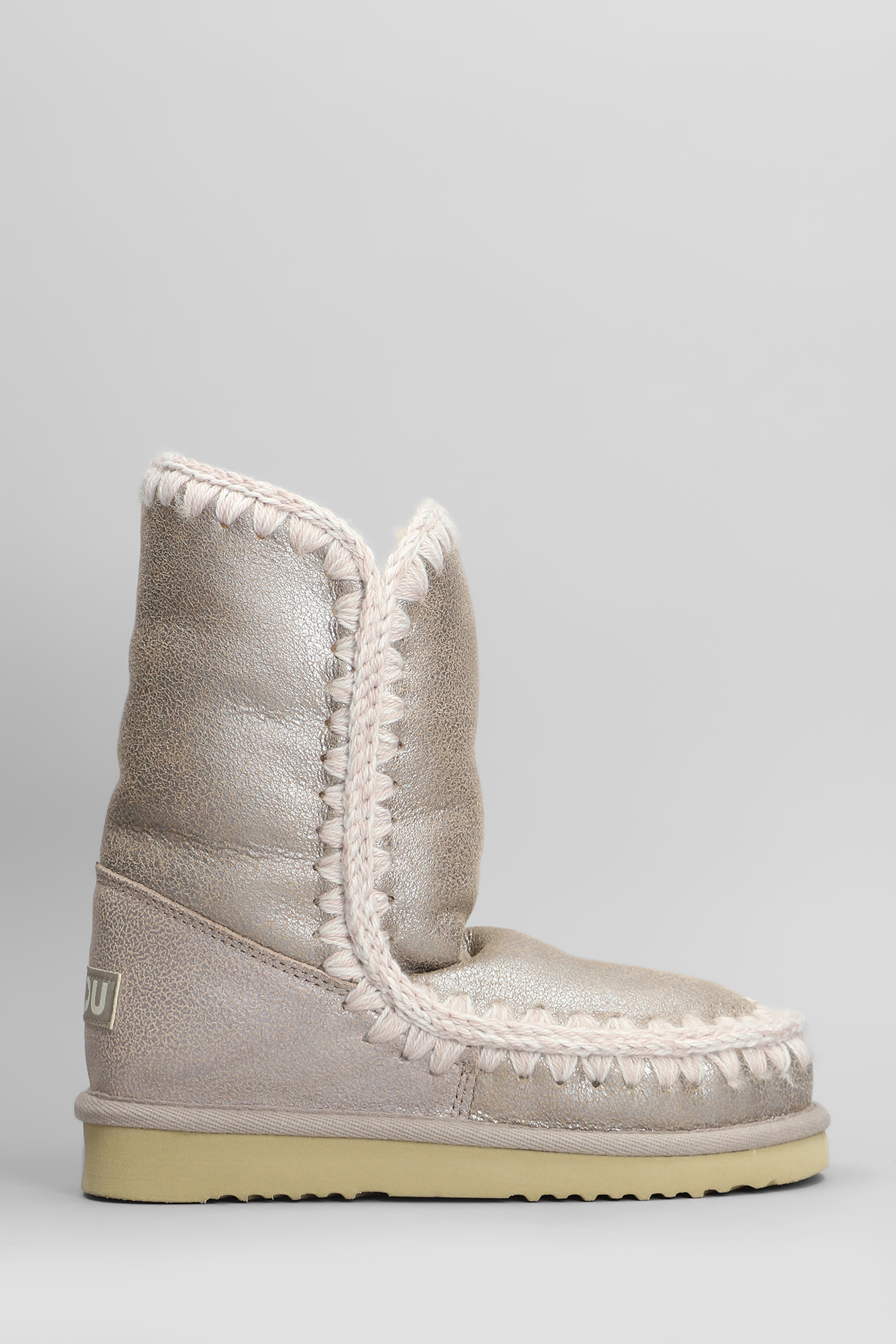 Eskimo 24 Low Heels Ankle Boots In Beige Leather