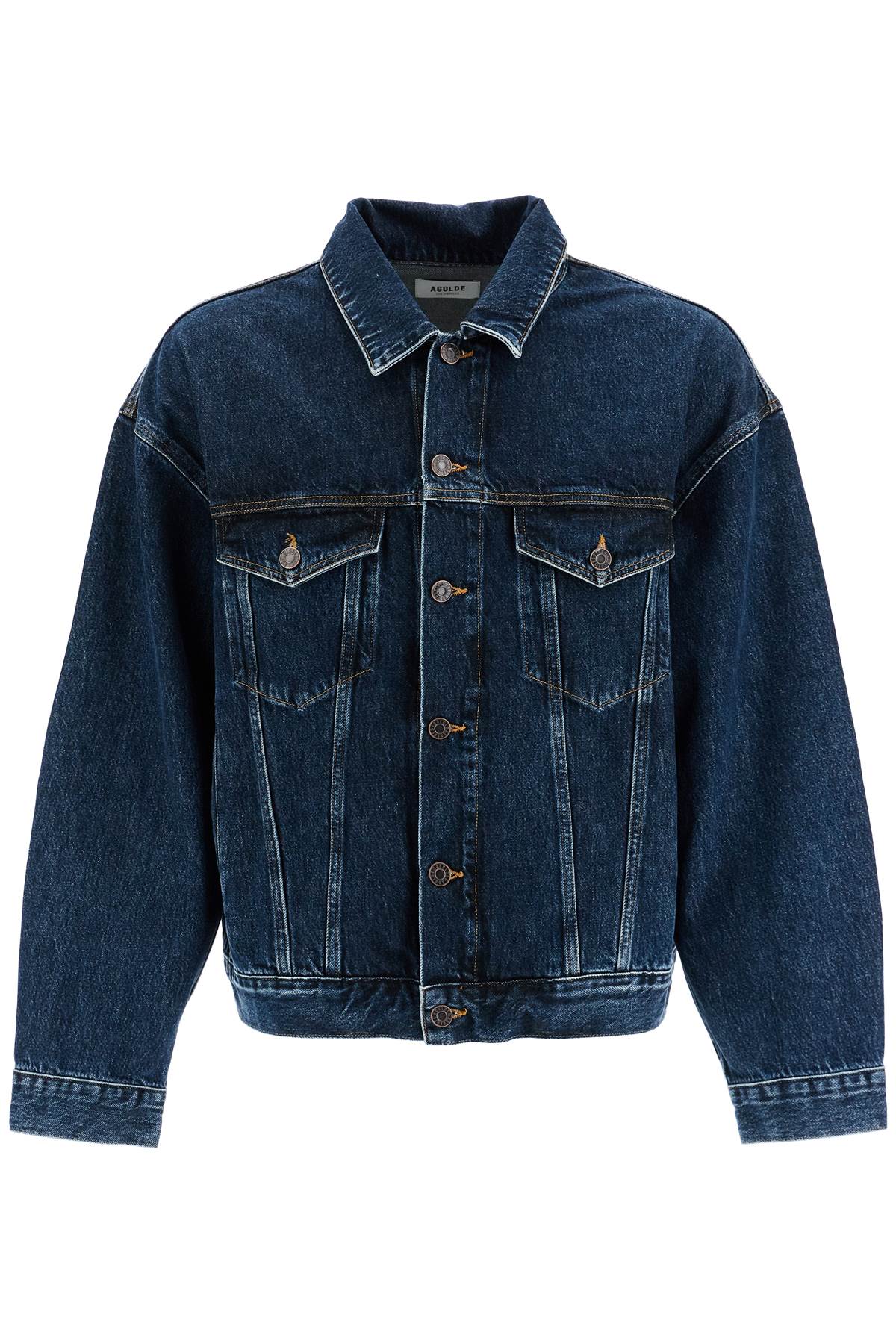 Shop Agolde Stefanos Denim Jacket In Pendulm (blue)