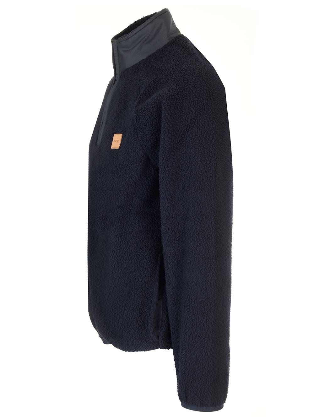 Shop Apc Half Zip Sweatshirt In Blue