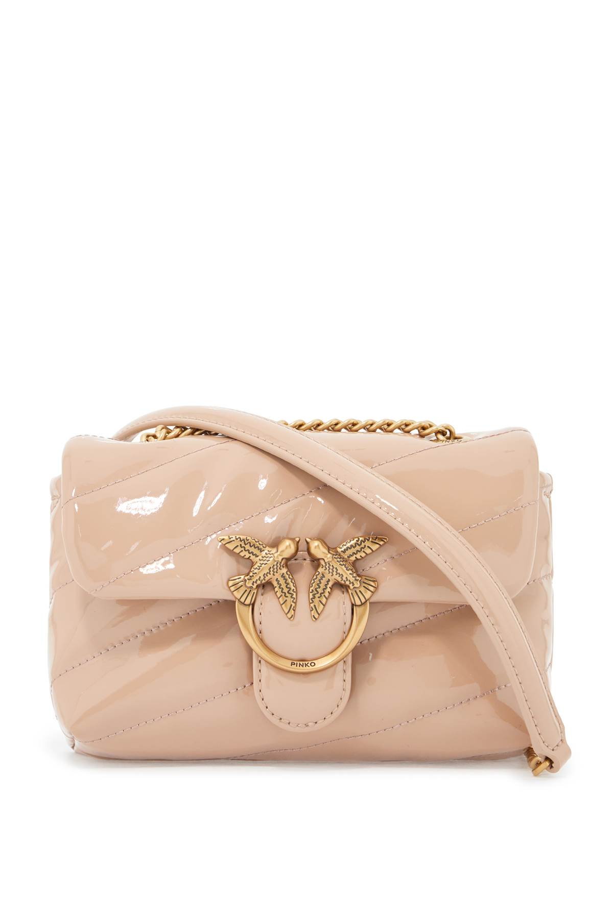 Shop Pinko Love Baby Puff Bag In Eco In Cipria-antique Gold (pink)