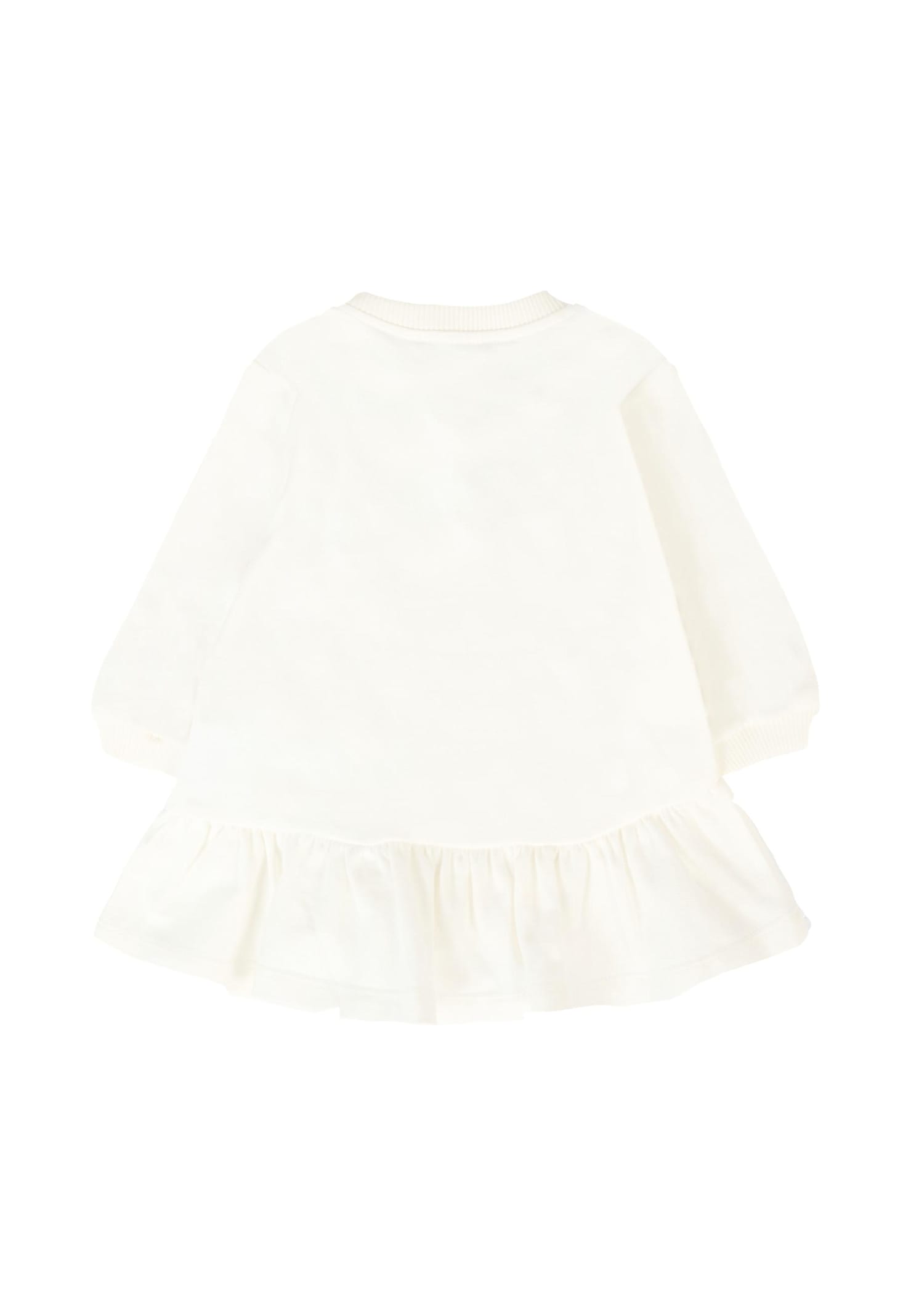 Moschino Ivory Dress For Baby Girl With Teddy Bear In Neutral