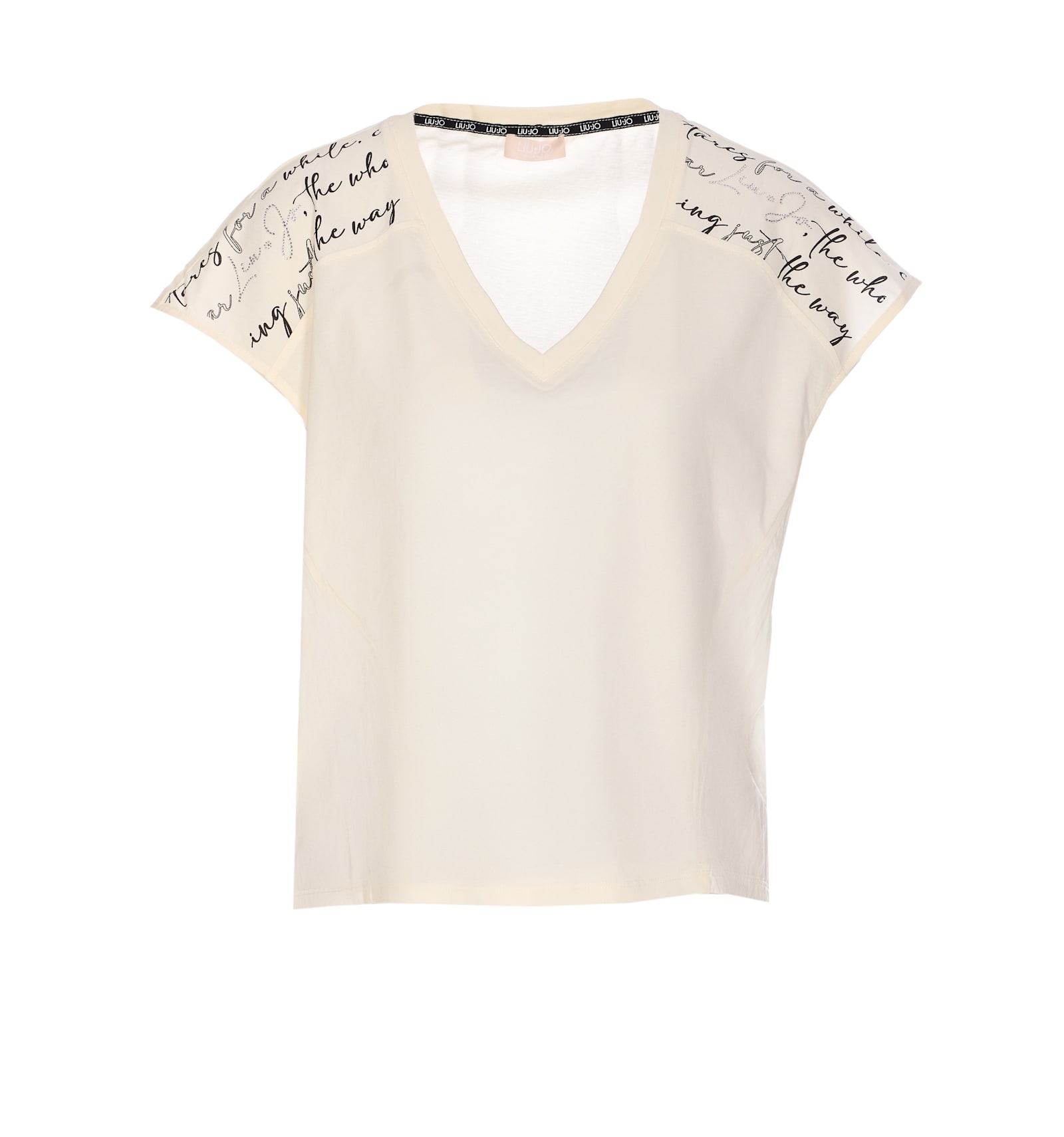 Liu •jo Sleeveless V-neck Graphic Print T-shirt In White