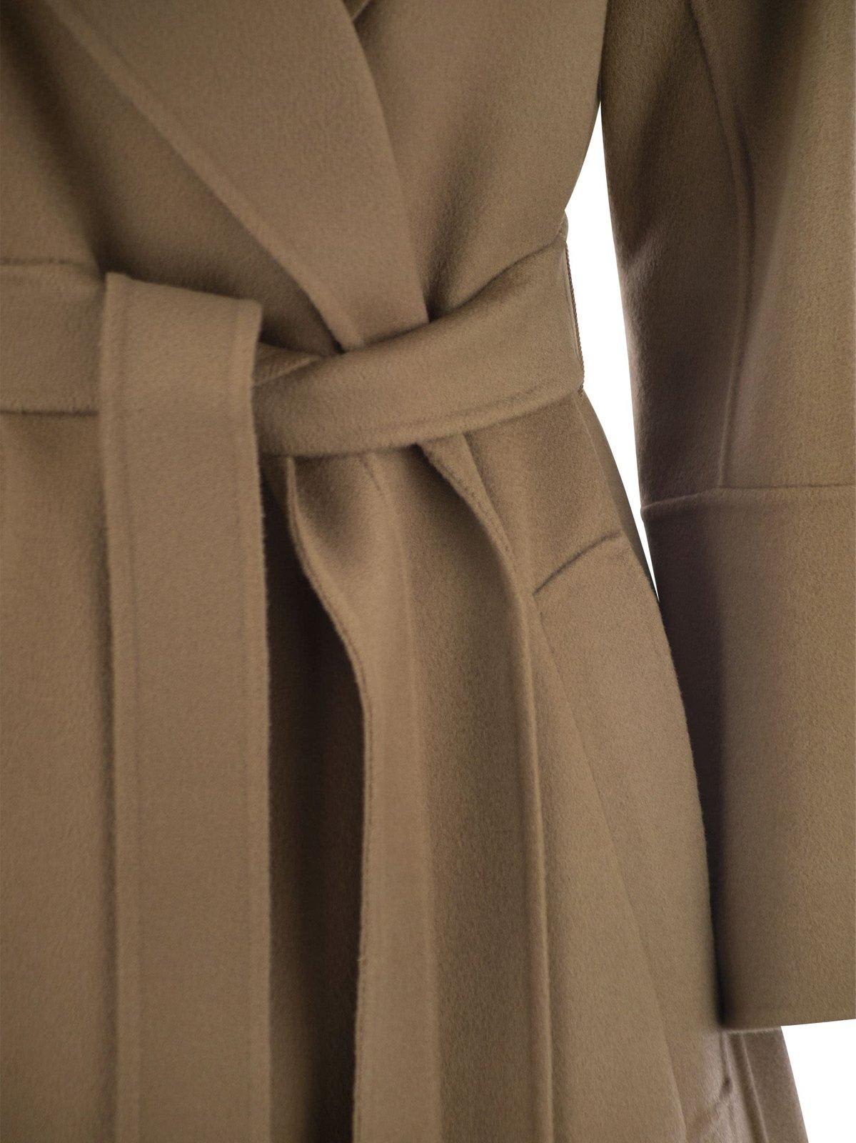 Shop 's Max Mara Belted Long-sleeved Coat In Brown