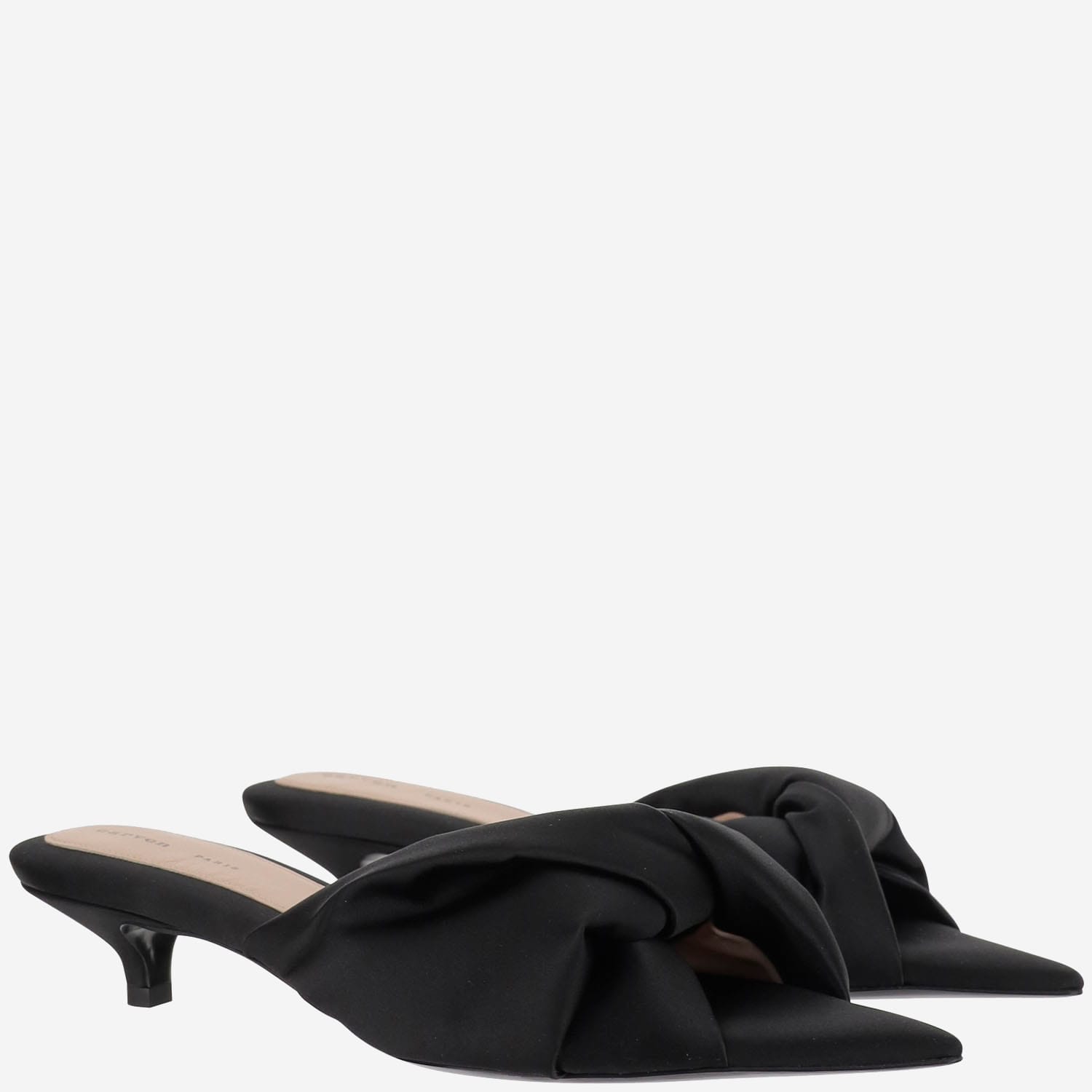 Shop Carven Satin Heeled Sandals In Black