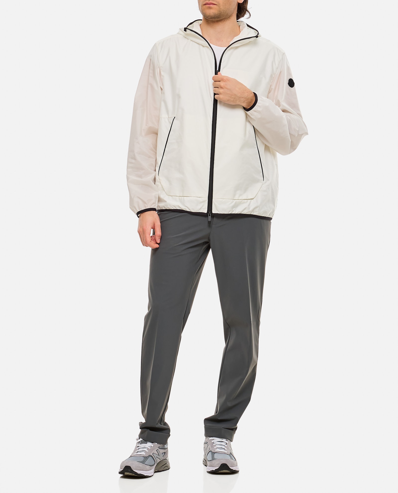 Moncler White Grainer Hooded Windbreaker Jacket In White