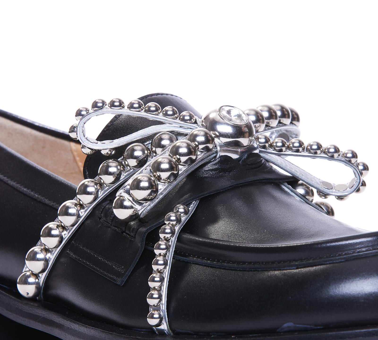 Shop Mach &amp; Mach Crystal Studs Loafers In Black