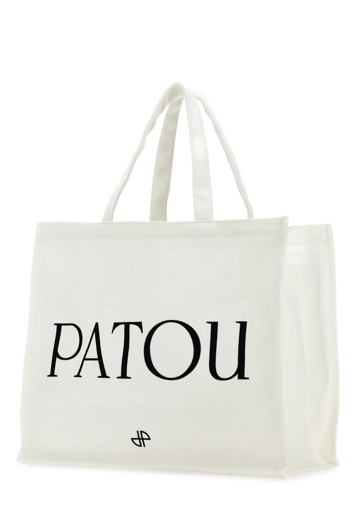 Patou White Cotton Shopping Bag In 090c
