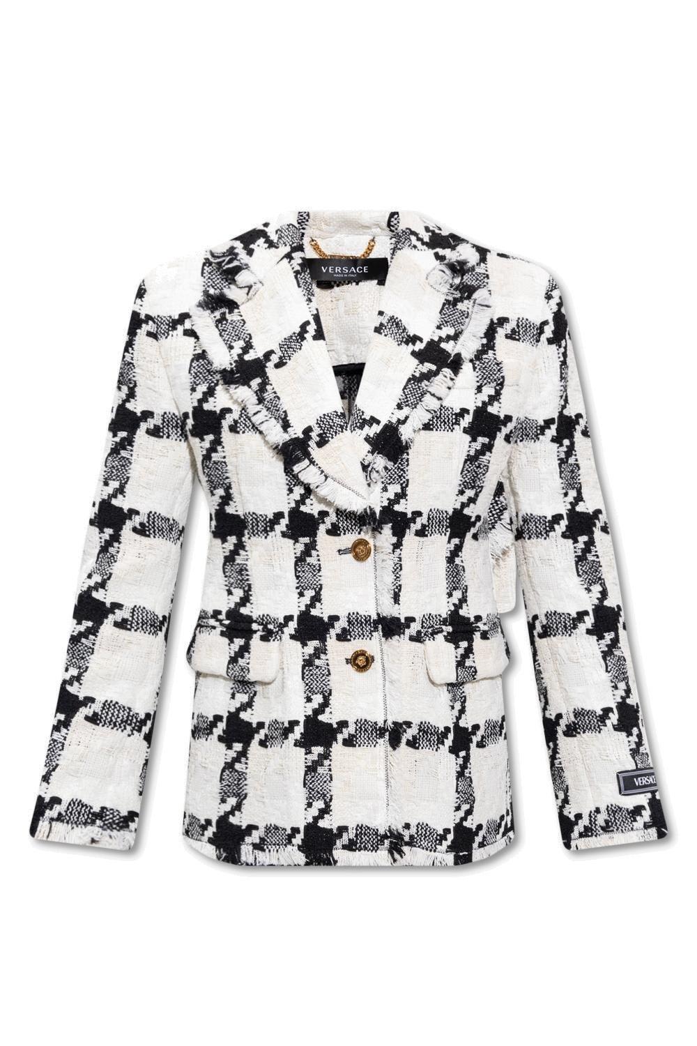 Versace Single-breasted Houndstooth Patterned Blazer