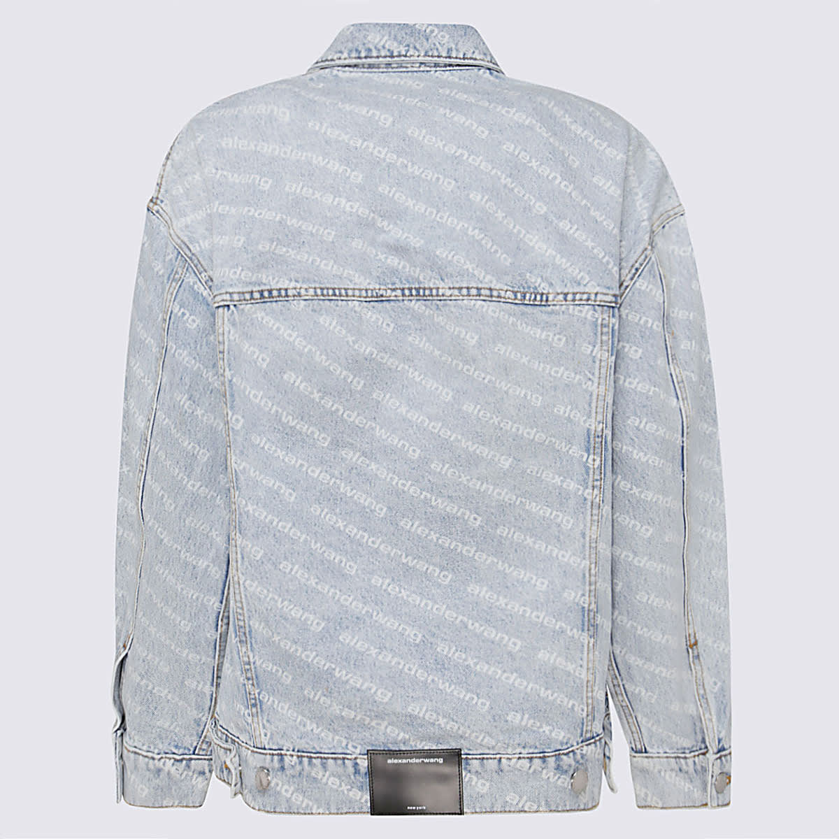 Shop Alexander Wang Light Blue Cotton Denim Jacket In Pebble Bleach