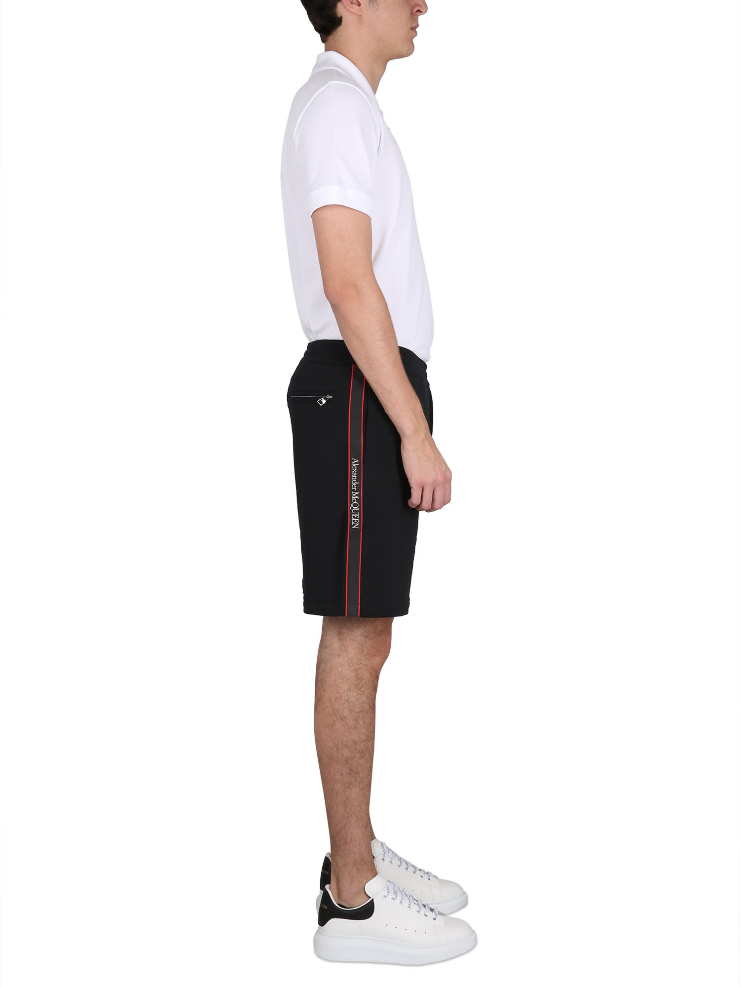 Alexander Mcqueen Men Black Wool Blend Bermuda Shorts In Black