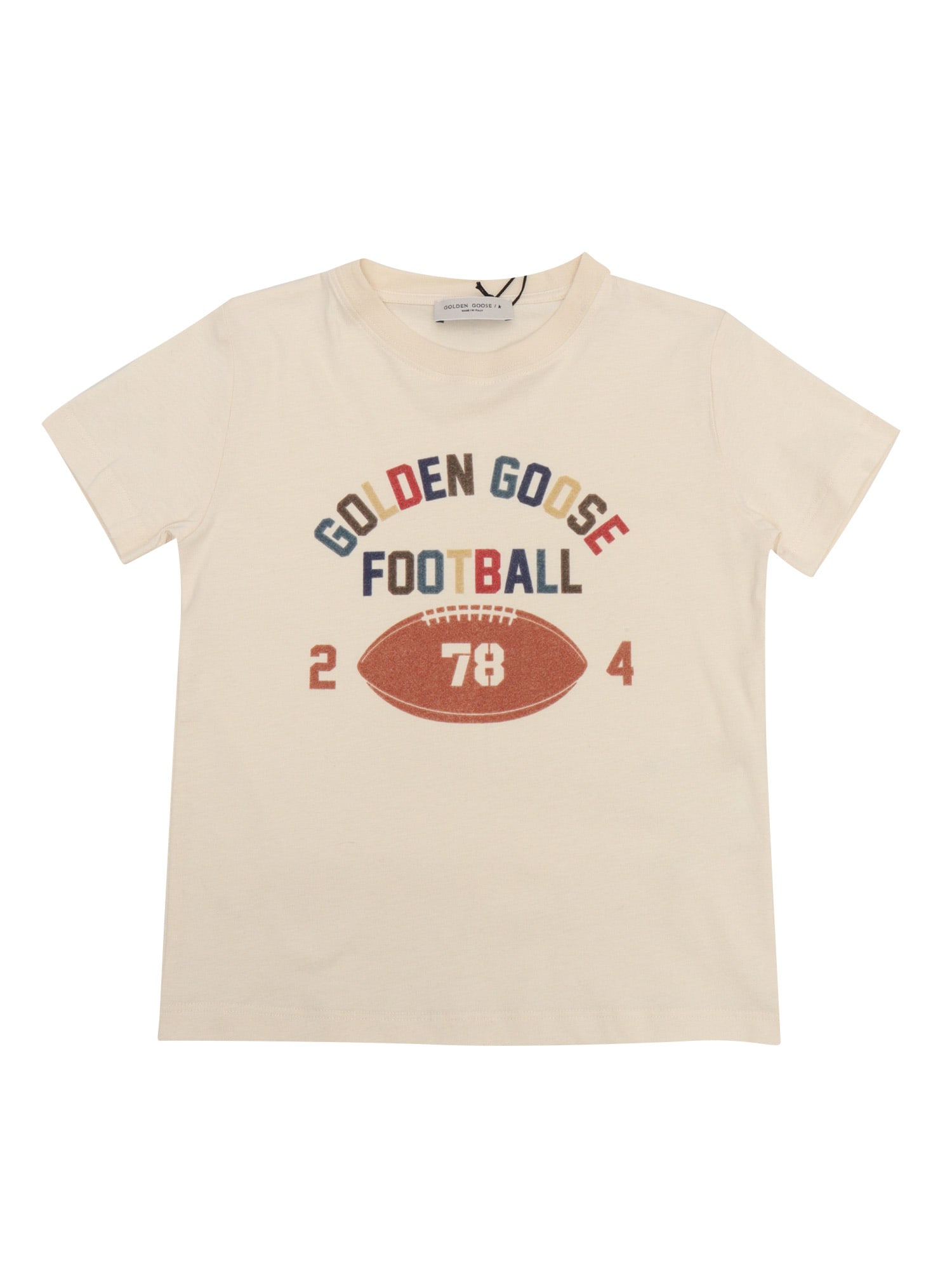 Shop Golden Goose Journey Boys T-shirt Cotton Jersey Golden State Football Print In Multicolor