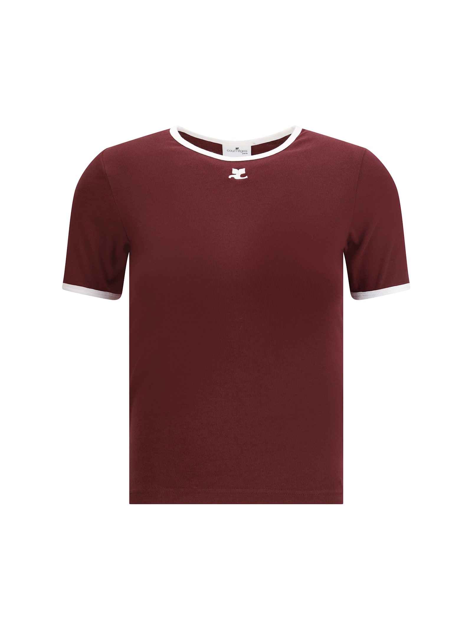 Courrèges Courreges Women Cotton T-shirt With Contrasting Trim In Brown
