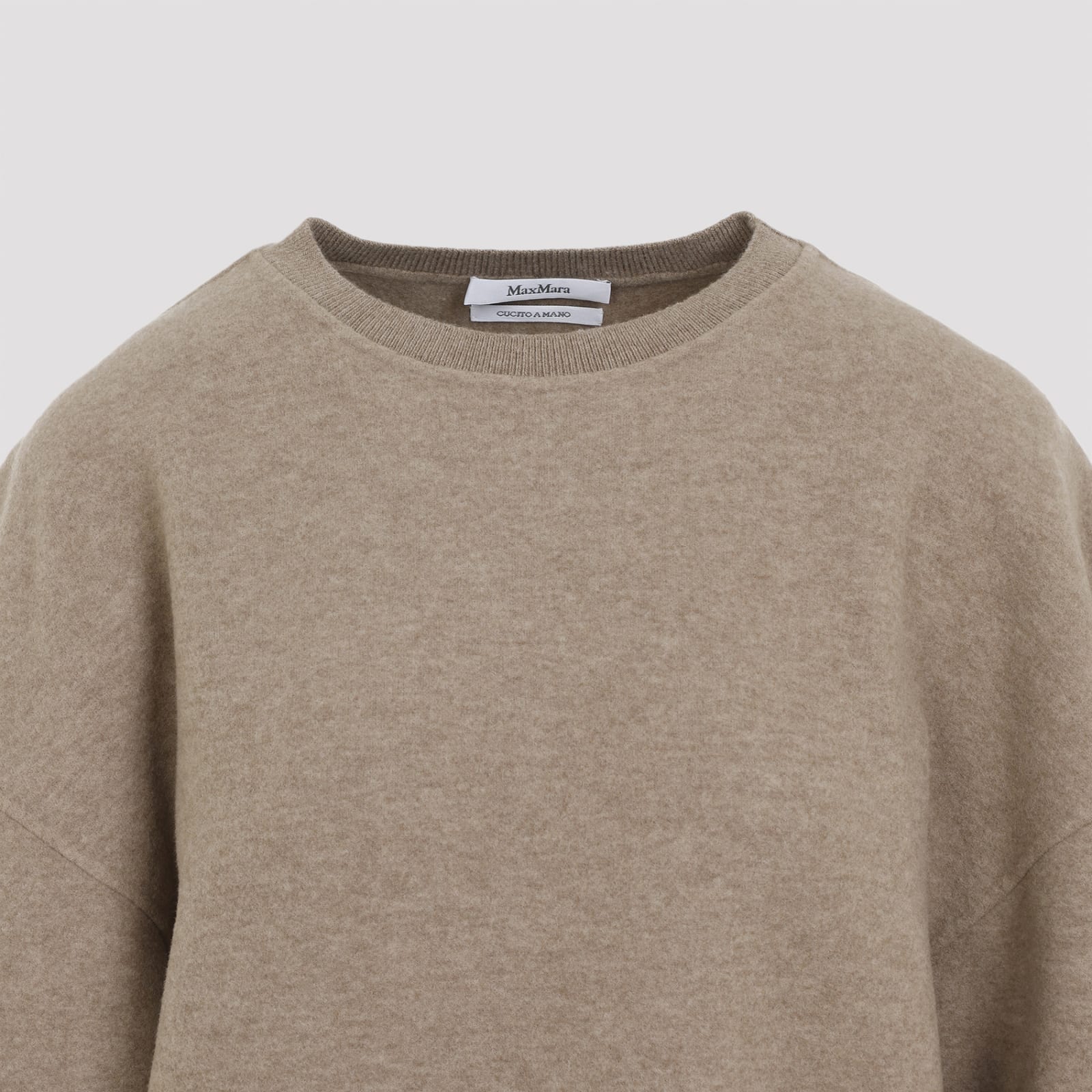 Shop Max Mara Elvira Wool Jersey Sweatshirt In Brown