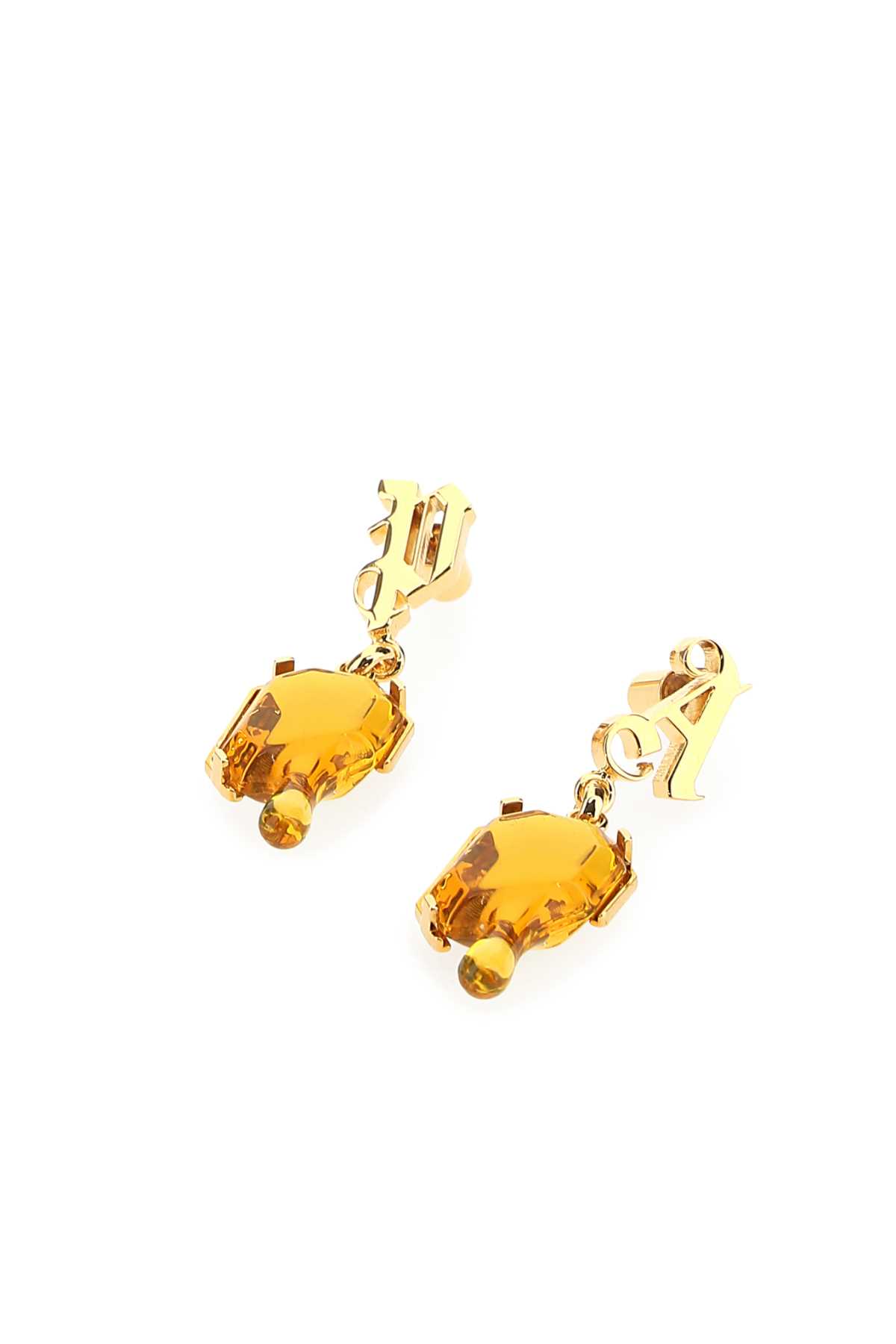 Shop Palm Angels Golden Metal Earrings In 7630