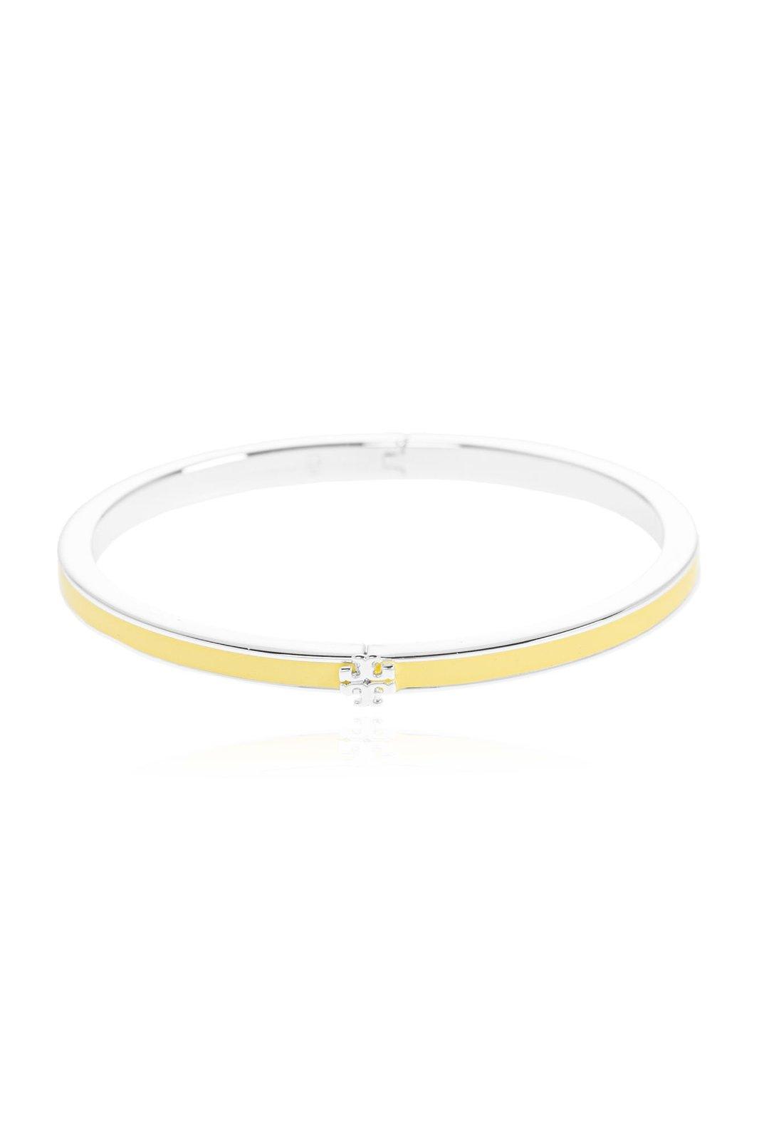 Tory Burch Thin Kira Enamel Bracelet In Light Silver