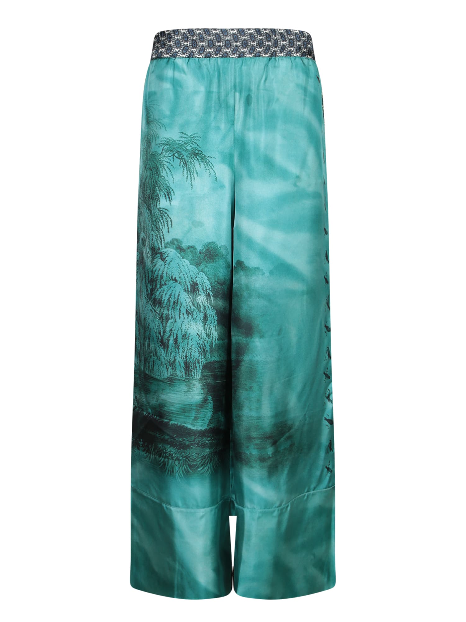 Shop Pierre-louis Mascia Aloes Green Multicolor Trousers