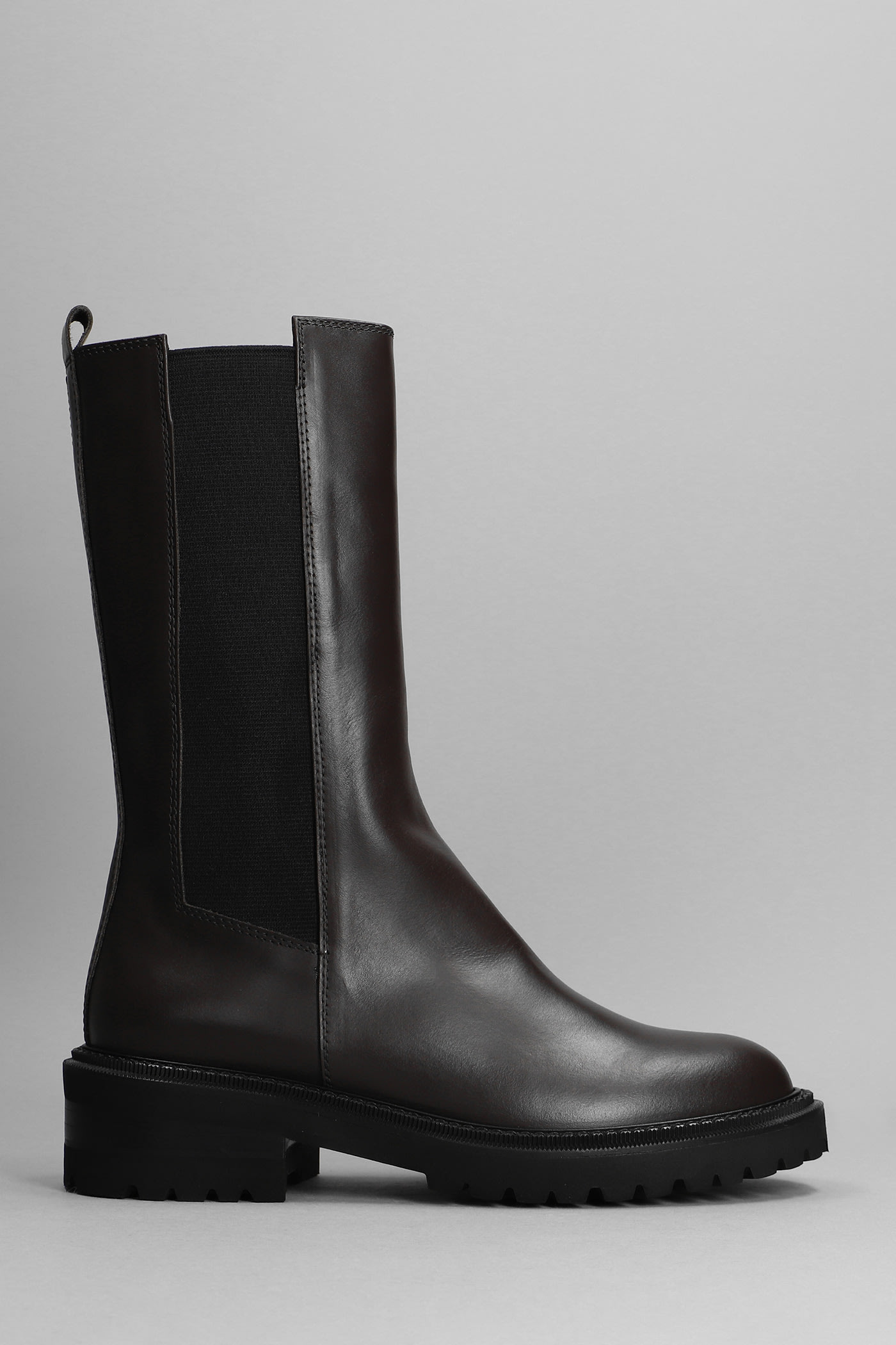 Via Roma 15 Combat Boots In Dark Brown Leather