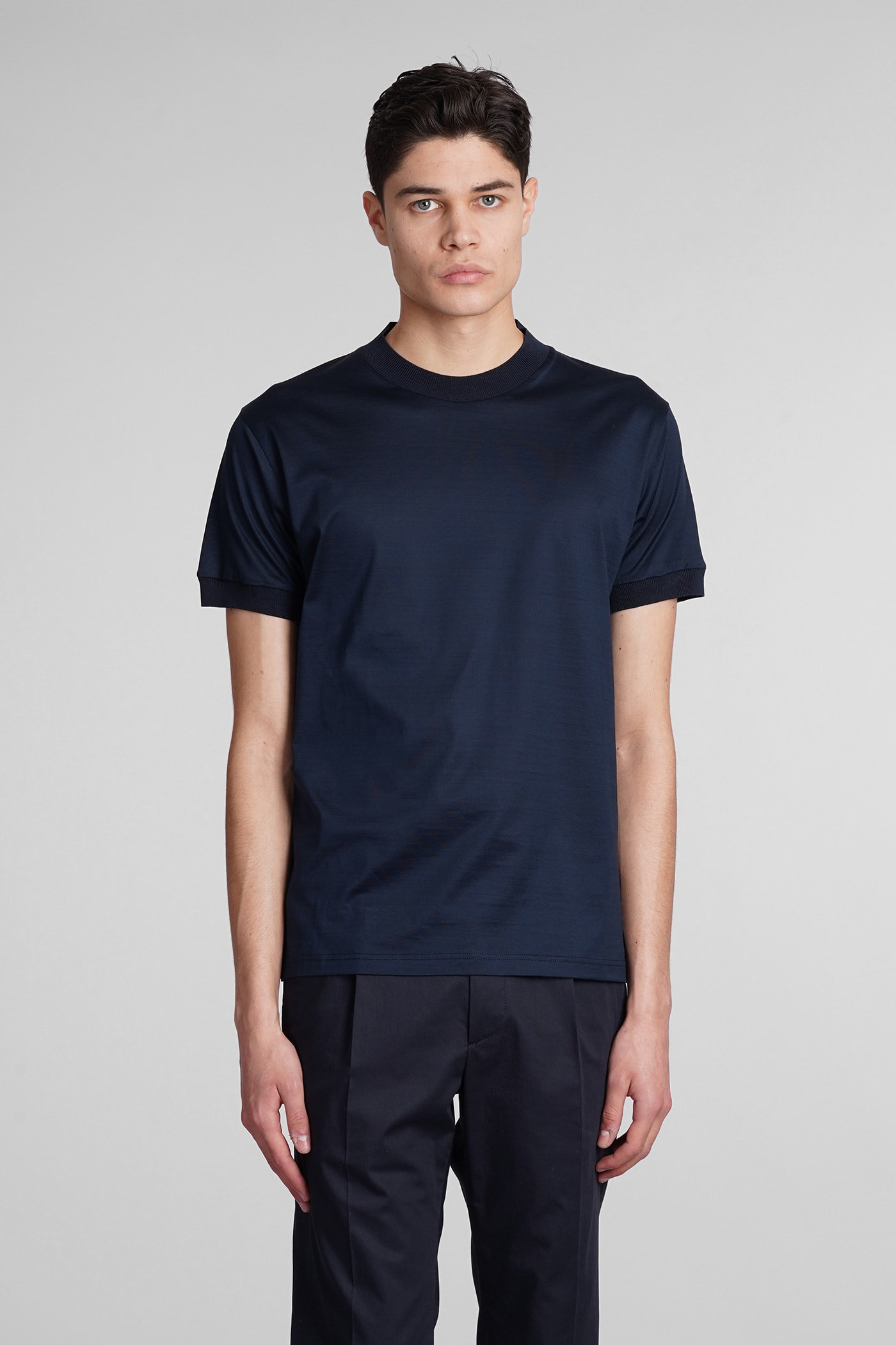 Shop Tagliatore Keys T-shirt In Blue Cotton
