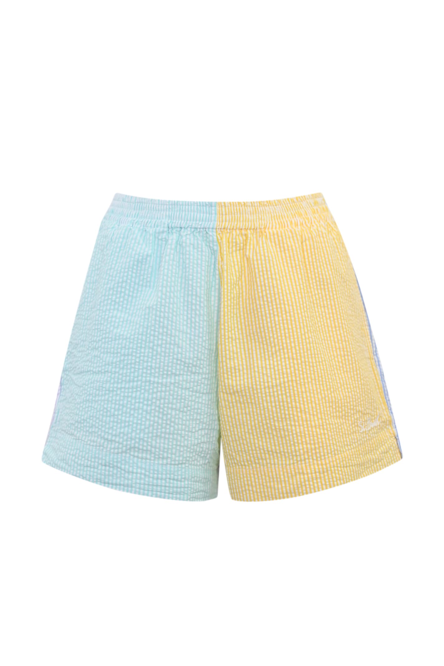 Shop Mc2 Saint Barth Meave Shorts In Seersucker Cotton In Multicolor