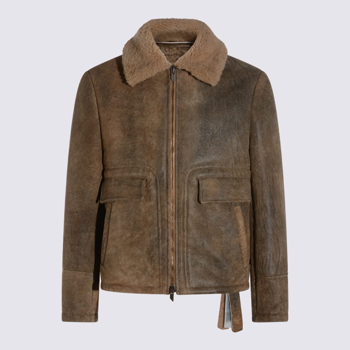 Salvatore Santoro Brown Leather Jacket In Brown