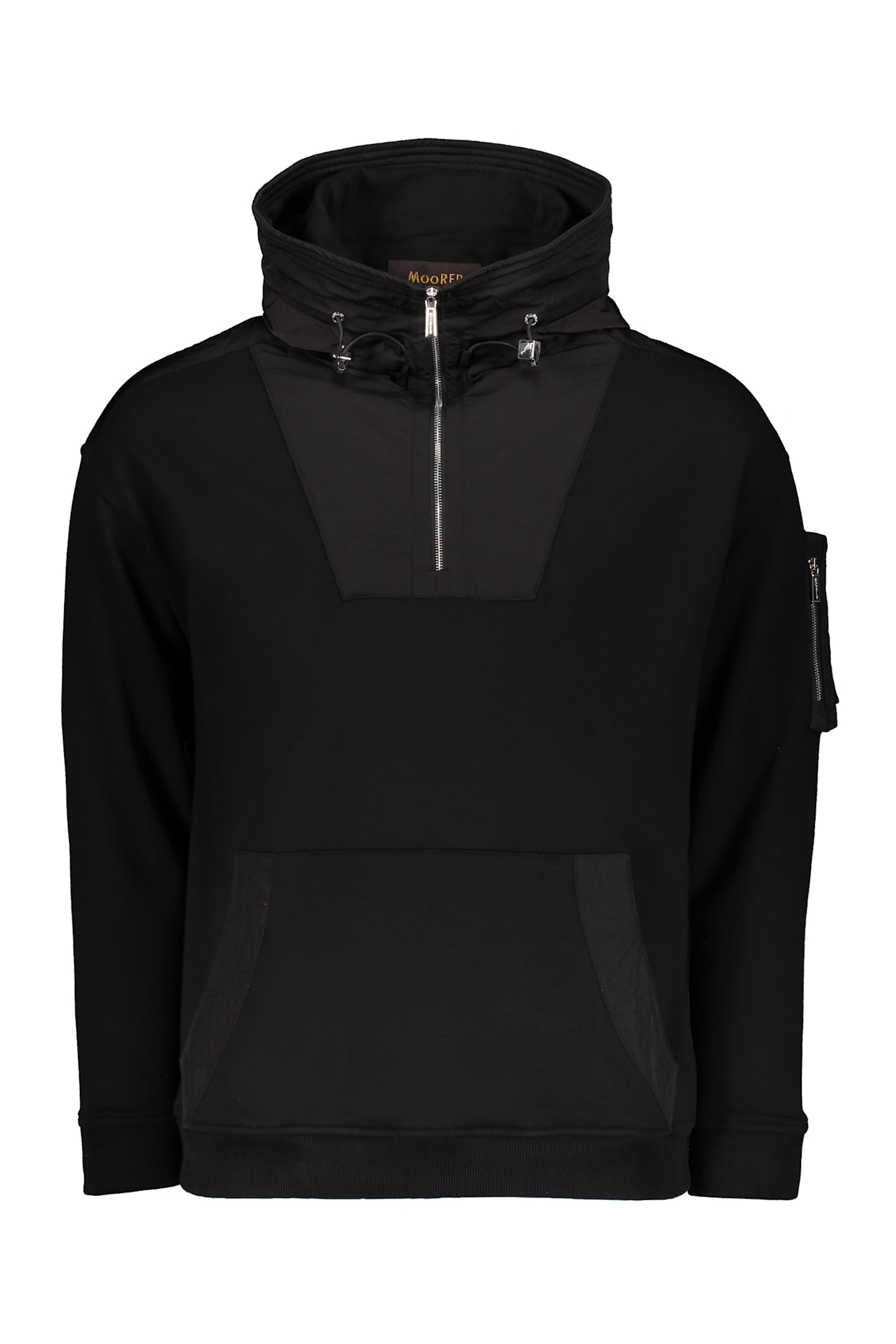 Moorer Black Half-zip Sweatshirt, Modern Minimalist Design In Black
